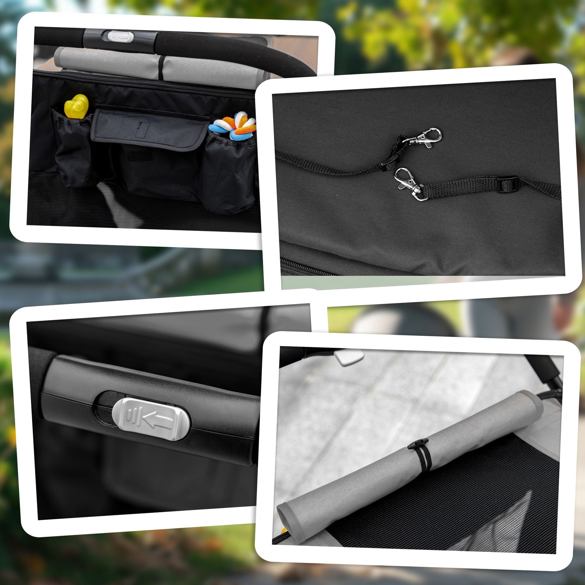 PawHut One-Click Fold Pet Stroller with Shock Absorbers and Storage, Gray - product view 8