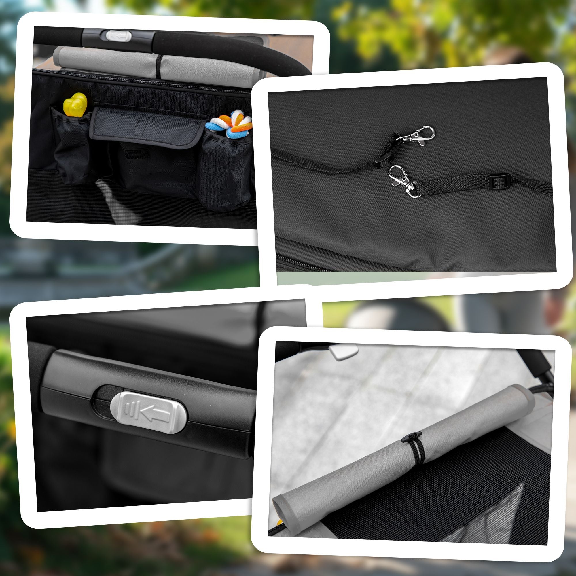 PawHut One-Click Fold Pet Stroller with Shock Absorbers and Storage, Gray - product view 8
