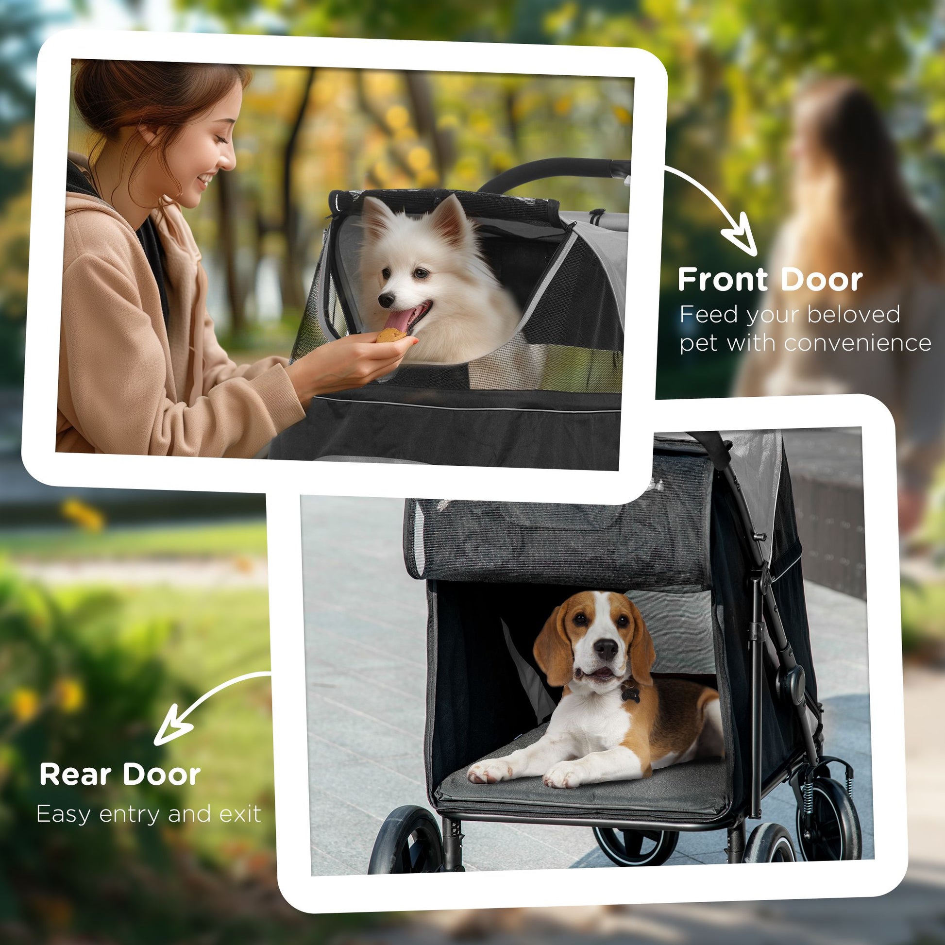 PawHut One-Click Fold Pet Stroller with Shock Absorbers and Storage, Gray - product view 7