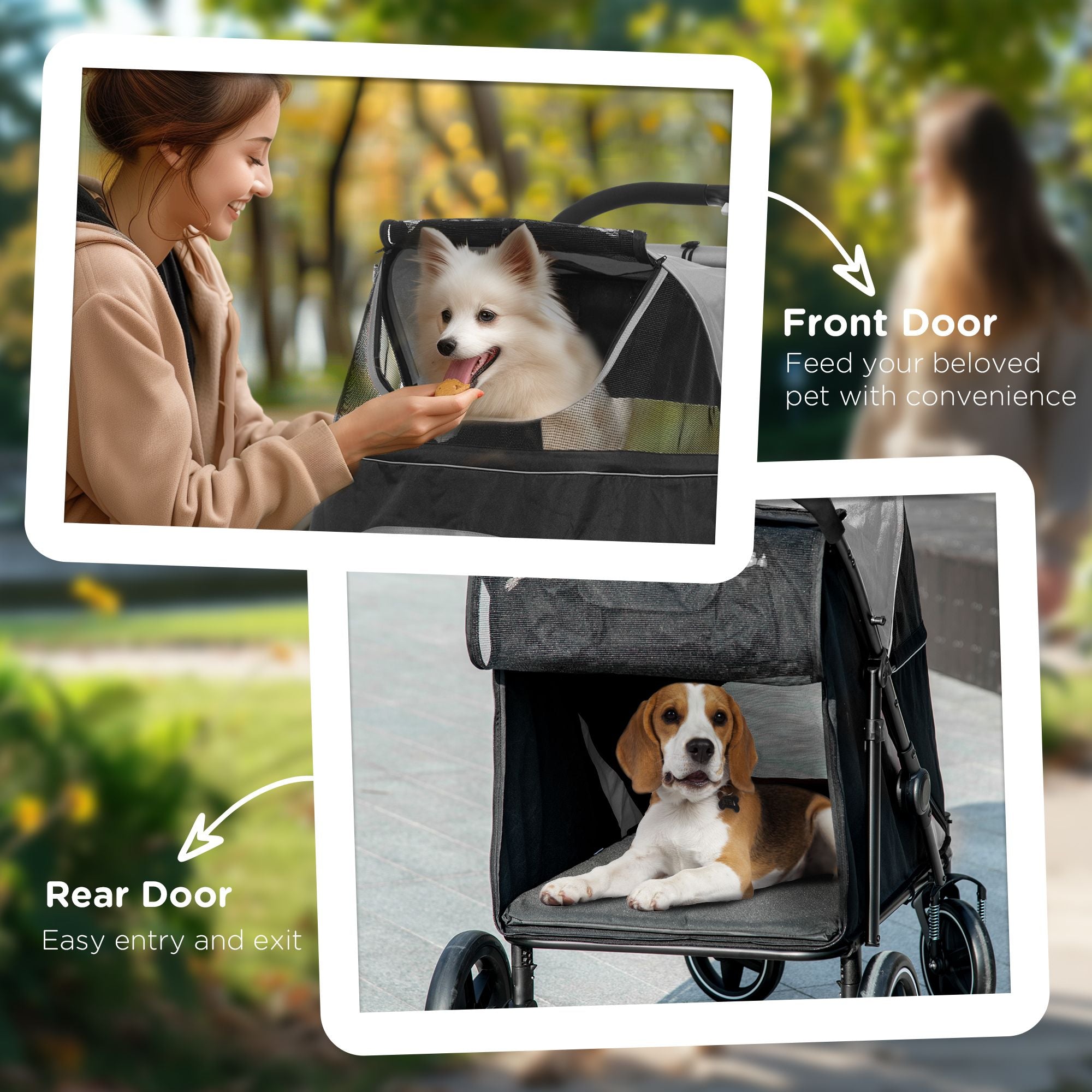 PawHut One-Click Fold Pet Stroller with Shock Absorbers and Storage, Gray - product view 7
