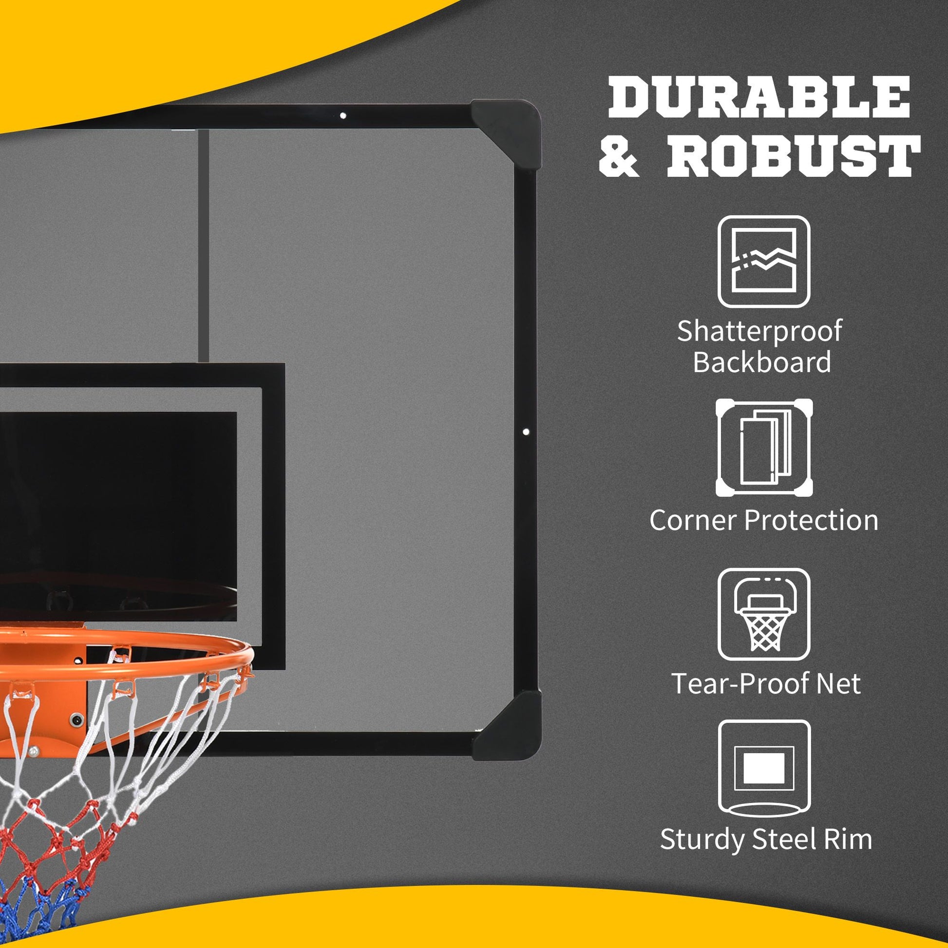 Soozier Wall-Mounted Basketball Hoop with 45 x 29 in Backboard - product view 5