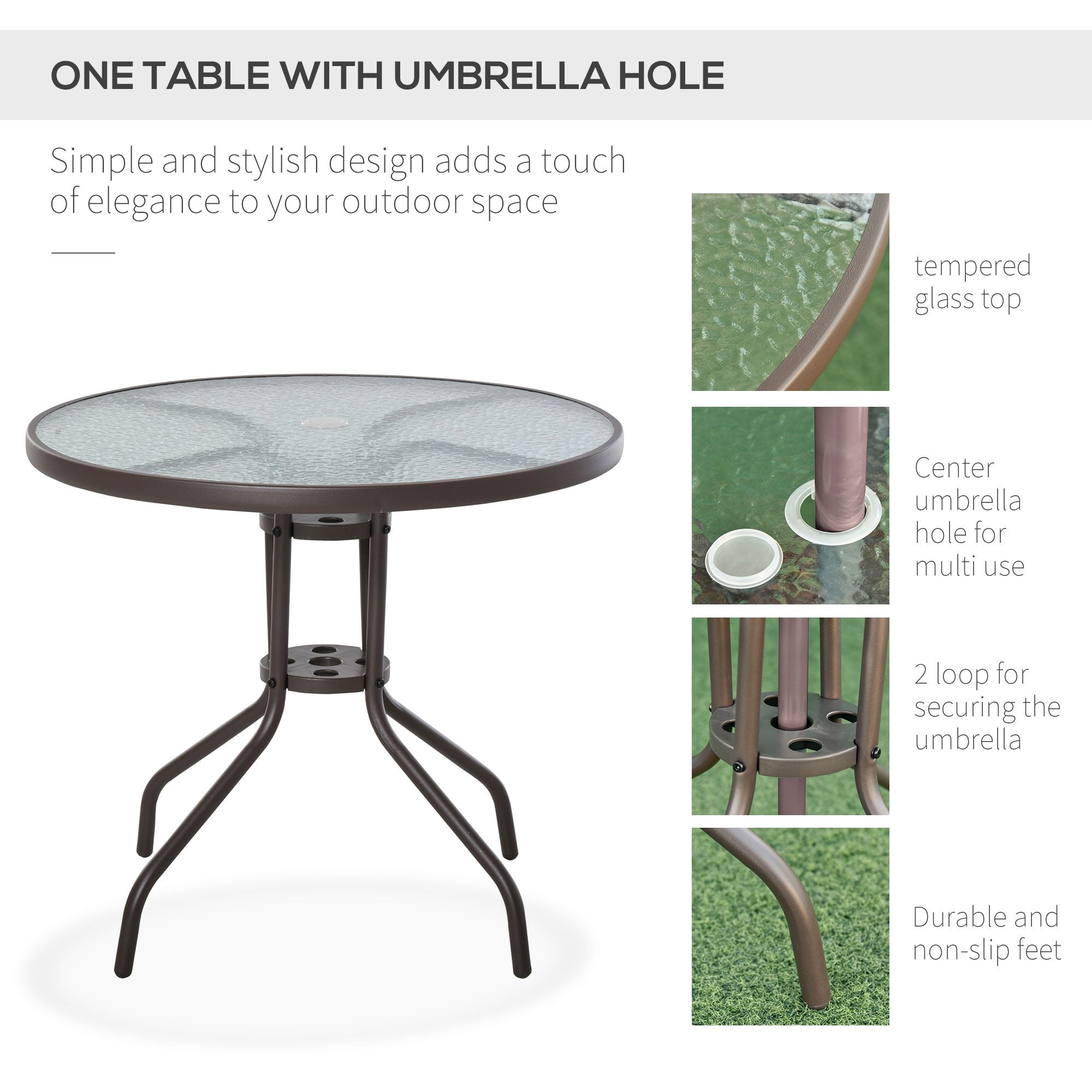Outsunny 6-Piece Patio Dining Set with Umbrella, Beige