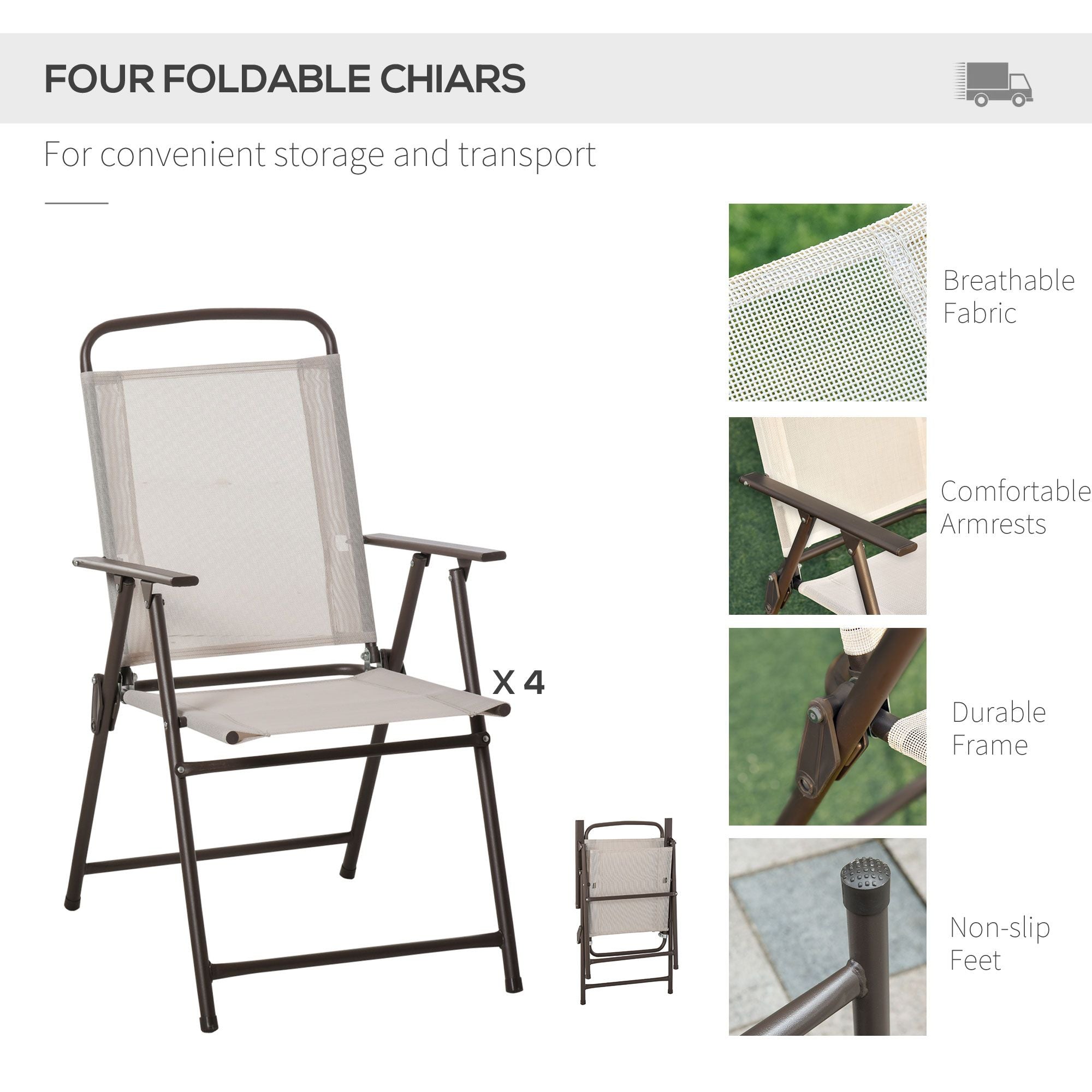 Outsunny 6-Piece Patio Dining Set with Umbrella, Beige