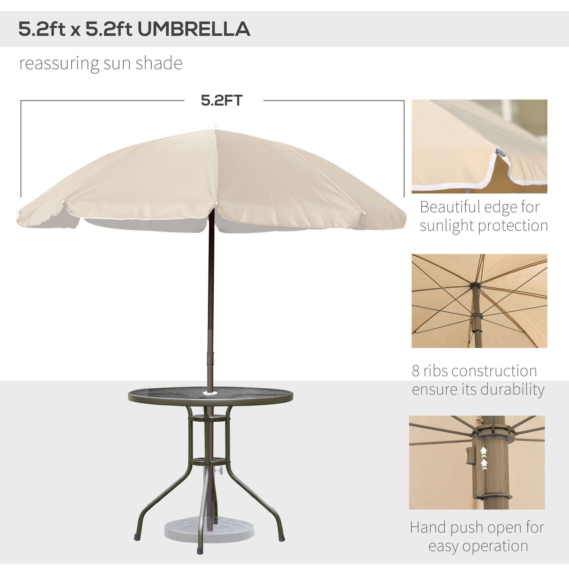 Outsunny 6-Piece Patio Dining Set with Umbrella, Beige