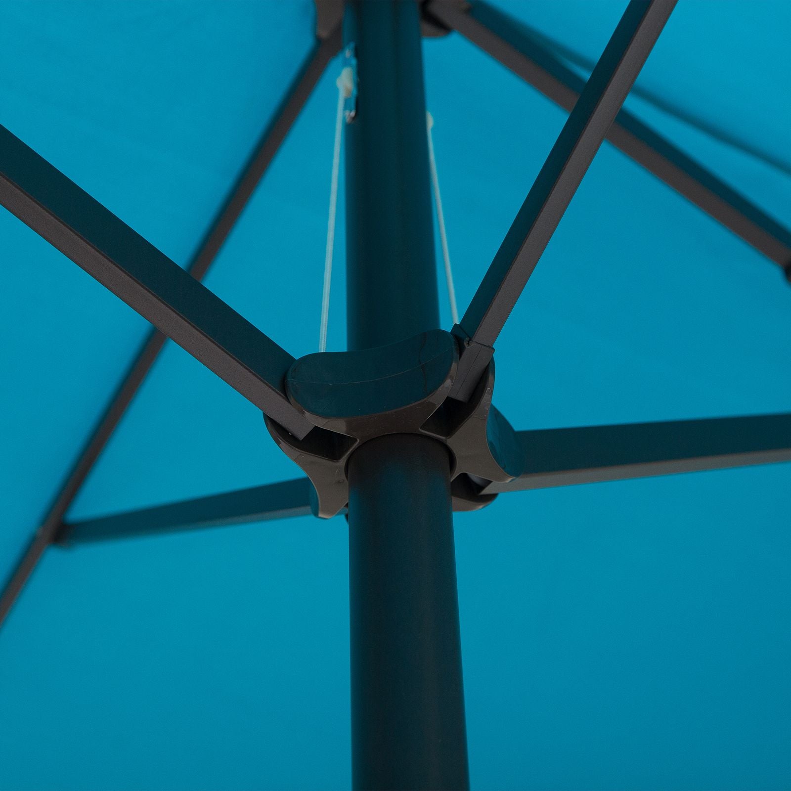 Outsunny 15 ft Rectangular Double-Canopy Patio Umbrella with Base, Blue