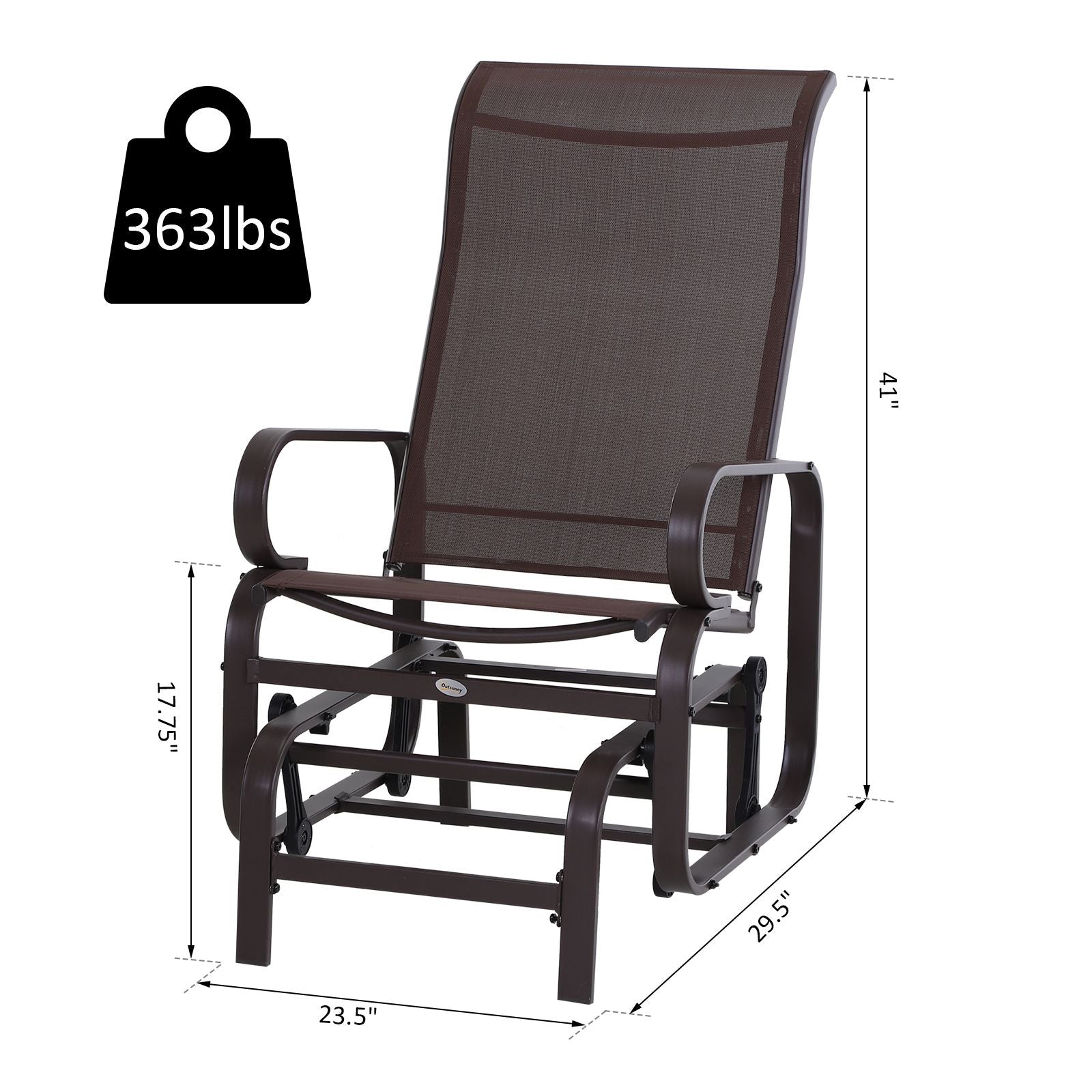 Outsunny 1-Person Outdoor Glider Chair with High Back, Brown