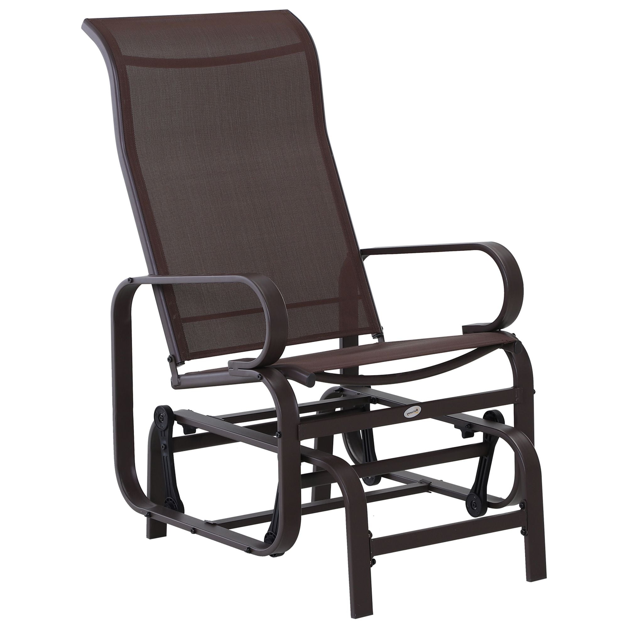 Outsunny 1-Person Outdoor Glider Chair with High Back, Brown