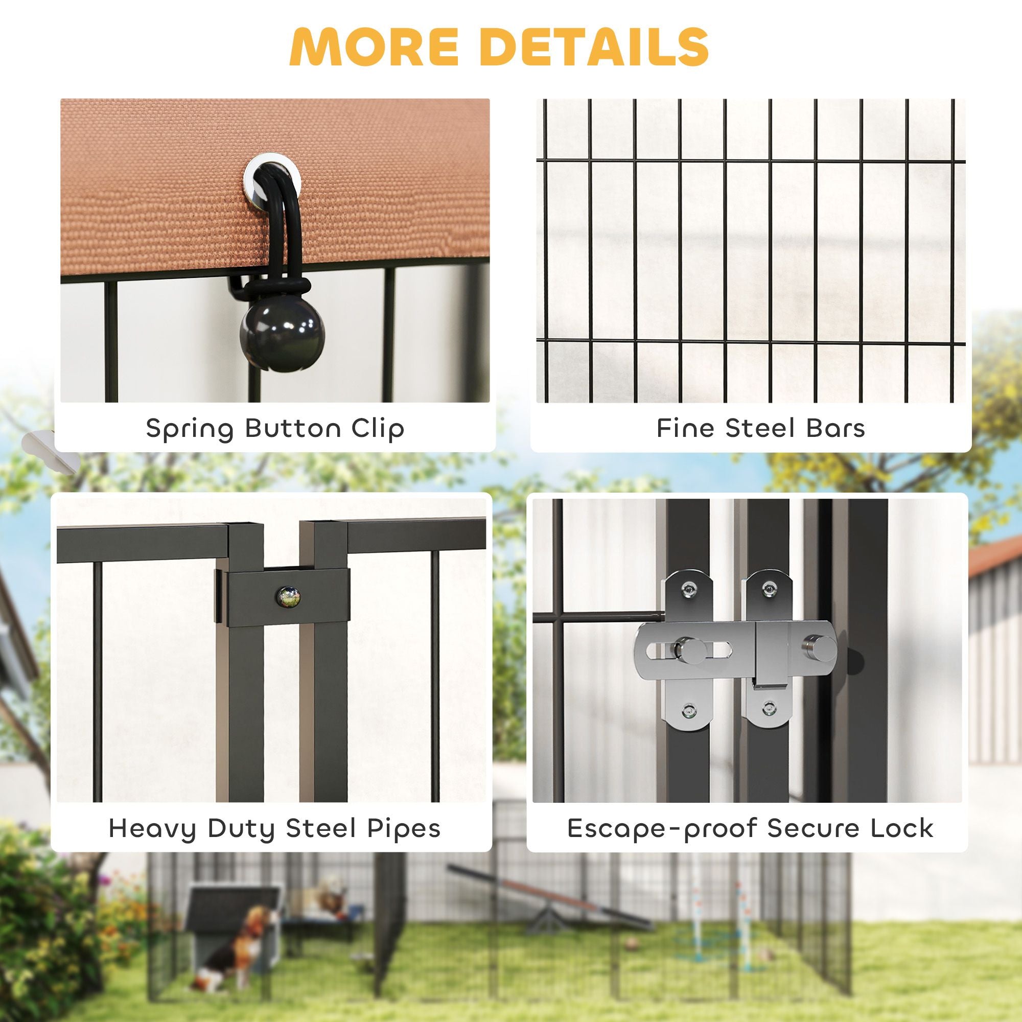 PawHut 2-Room Outdoor Dog Kennel with Adjustable Feeding Bowls