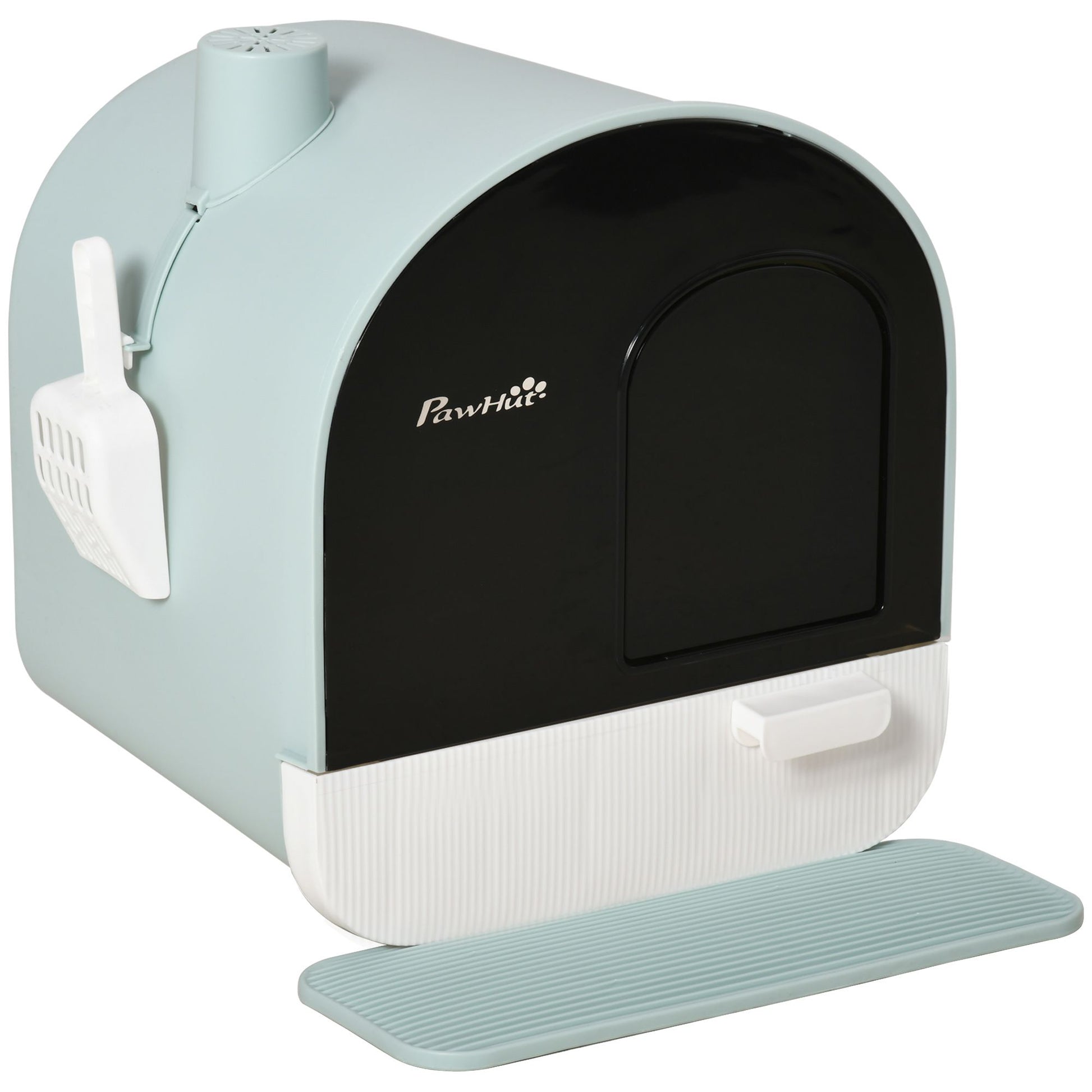 PawHut Covered Cat Litter Box with Tray, Scoop and Filter, Green