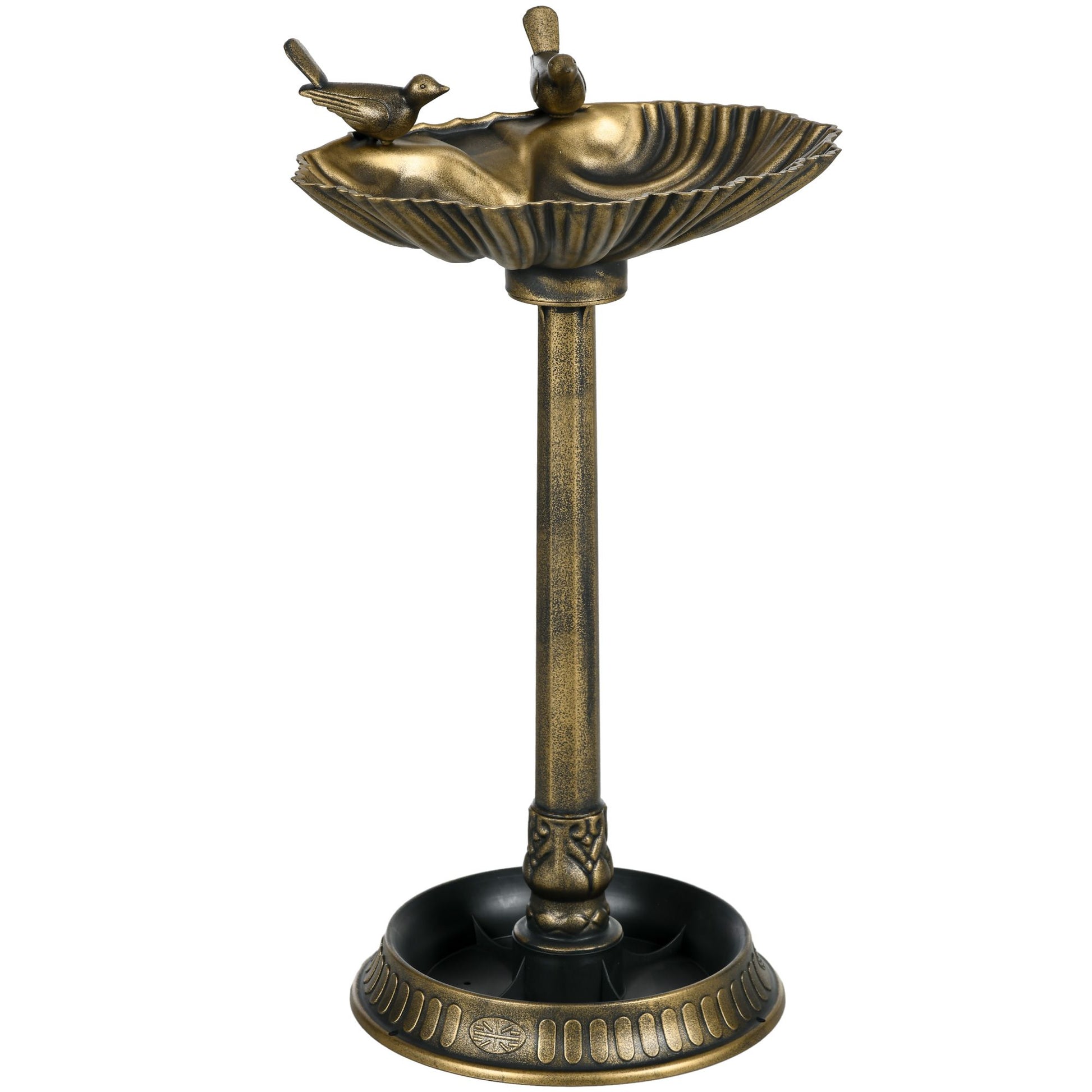 Outsunny 32 in Antique Bird Bath with Planter Pedestal, Bronze