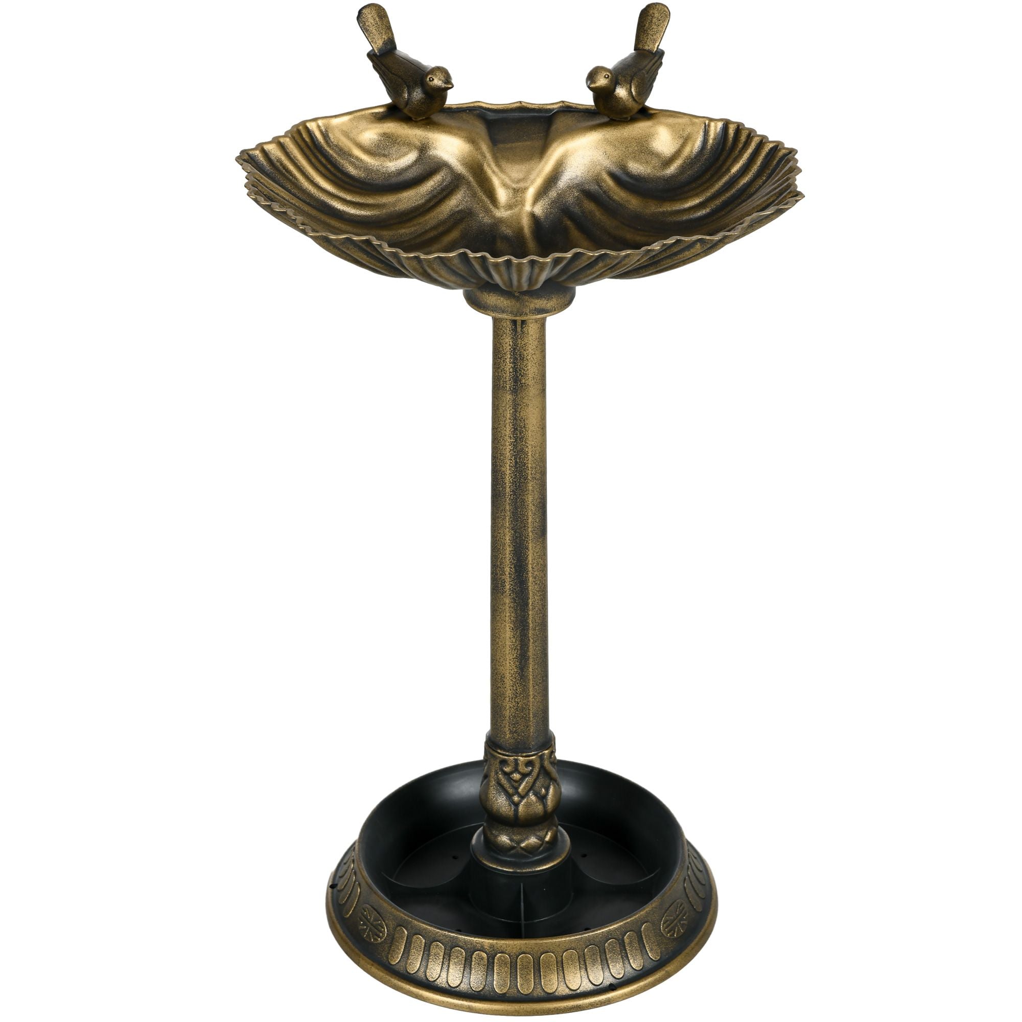 Outsunny 32 in Antique Bird Bath with Planter Pedestal, Bronze