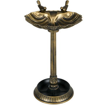 Outsunny 32 in Antique Bird Bath with Planter Pedestal, Bronze