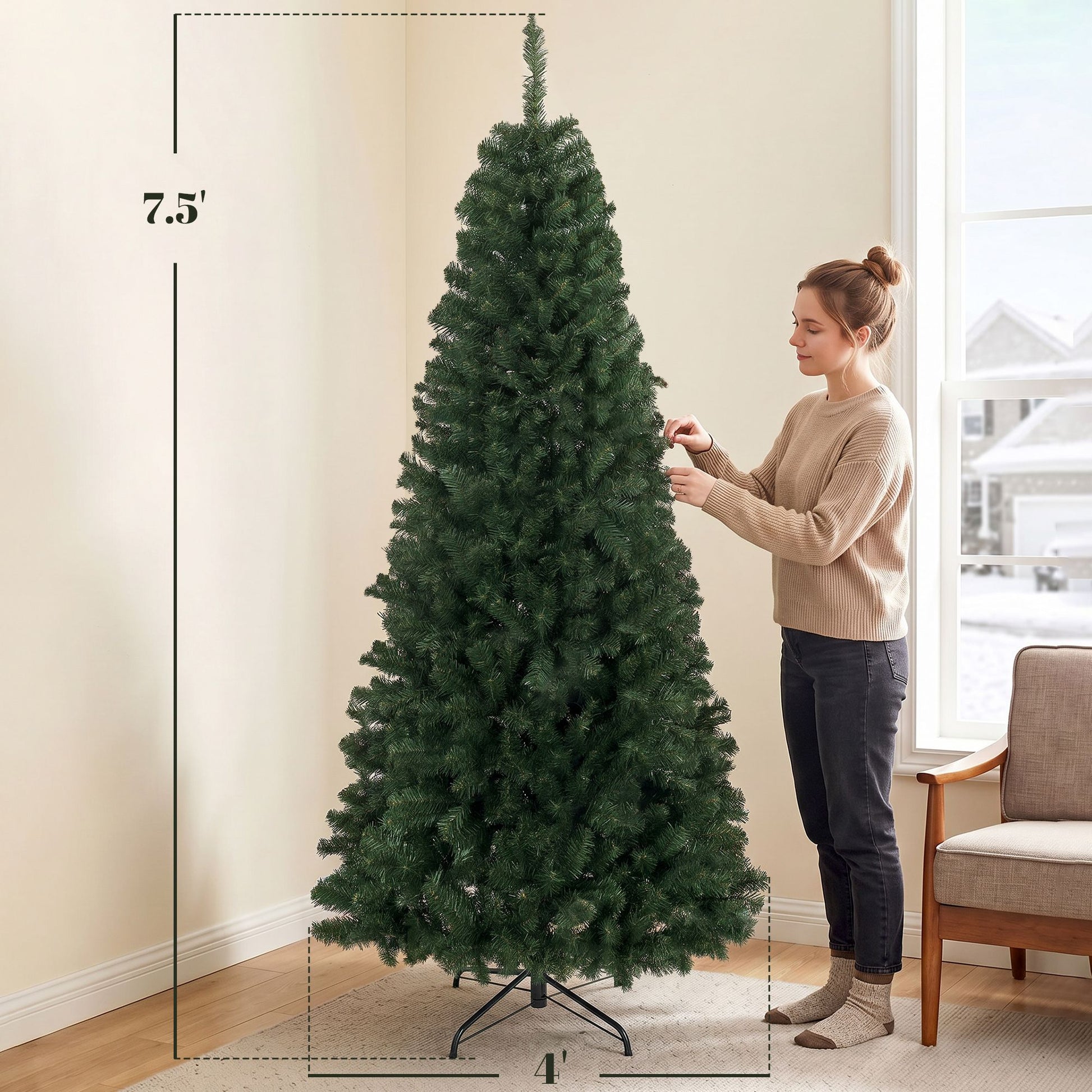 HOMCOM 7.5 ft Norway Spruce Artificial Christmas Tree, Green