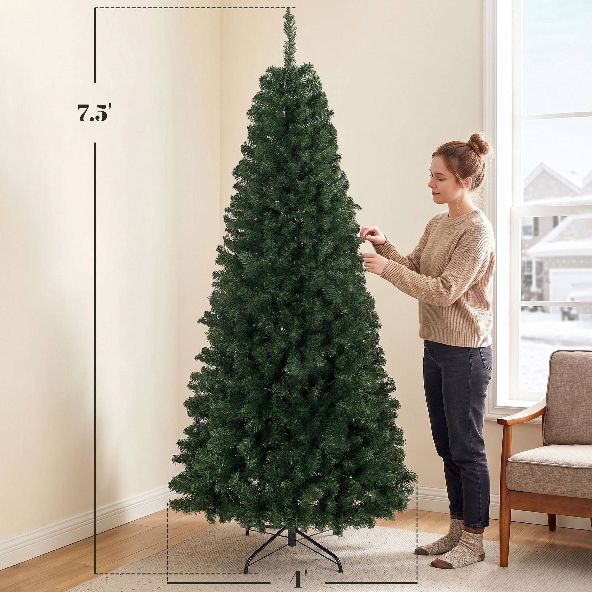 HOMCOM 7.5 ft Norway Spruce Artificial Christmas Tree, Green