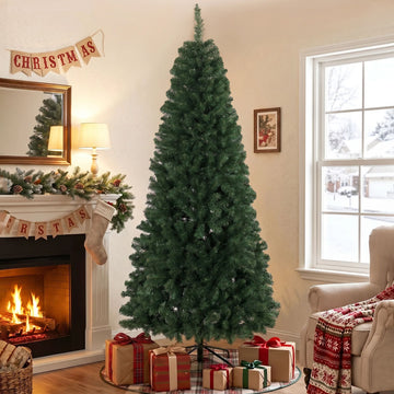 HOMCOM 7.5 ft Norway Spruce Artificial Christmas Tree, Green