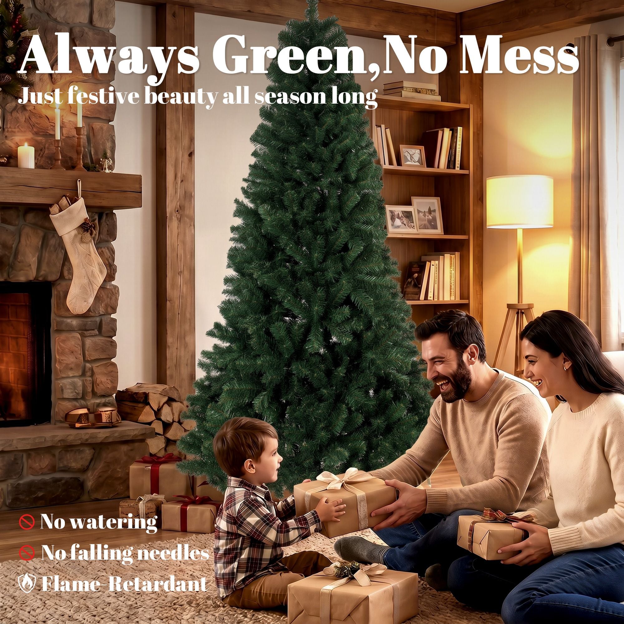 HOMCOM 7.5 ft Norway Spruce Artificial Christmas Tree, Green