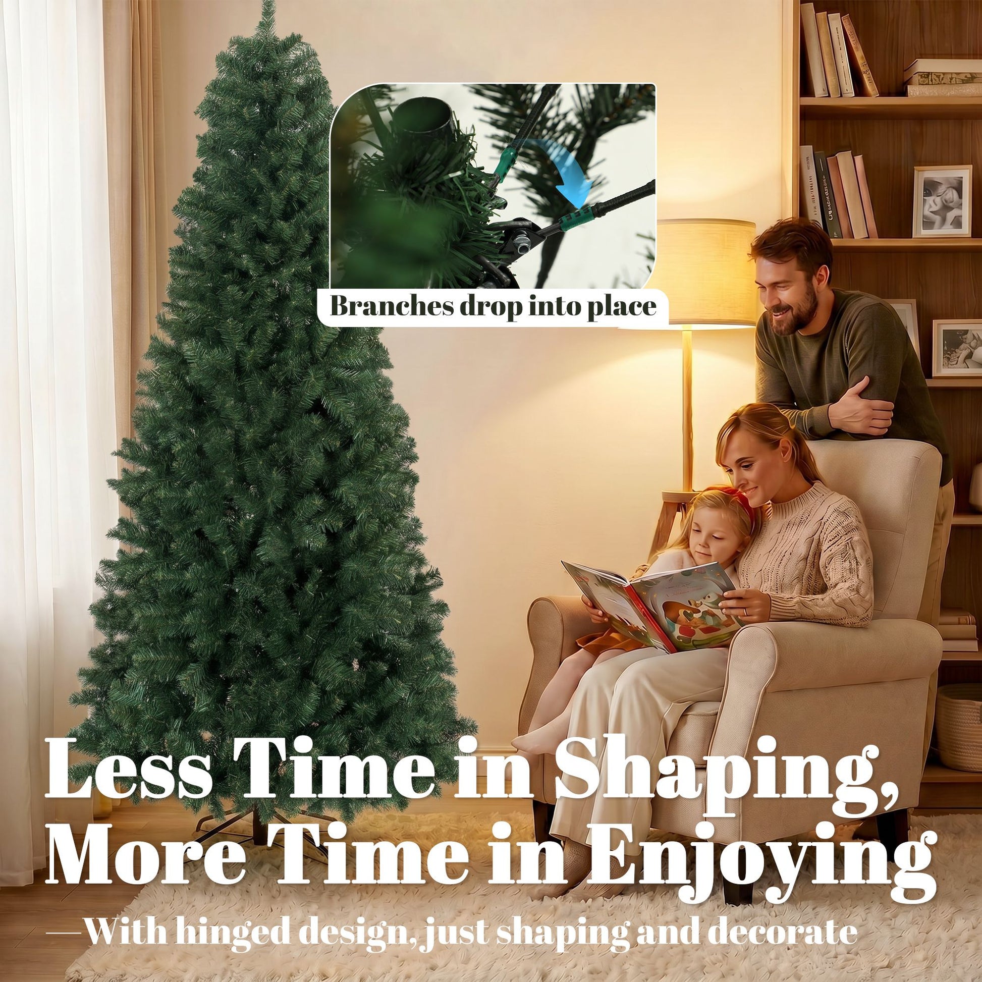 HOMCOM 7.5 ft Norway Spruce Artificial Christmas Tree, Green