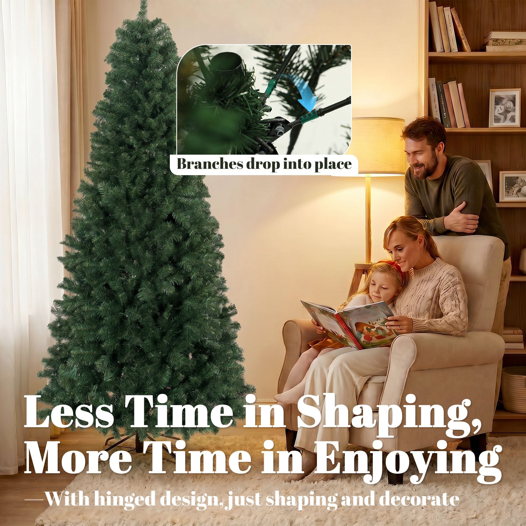 HOMCOM 7.5 ft Norway Spruce Artificial Christmas Tree, Green
