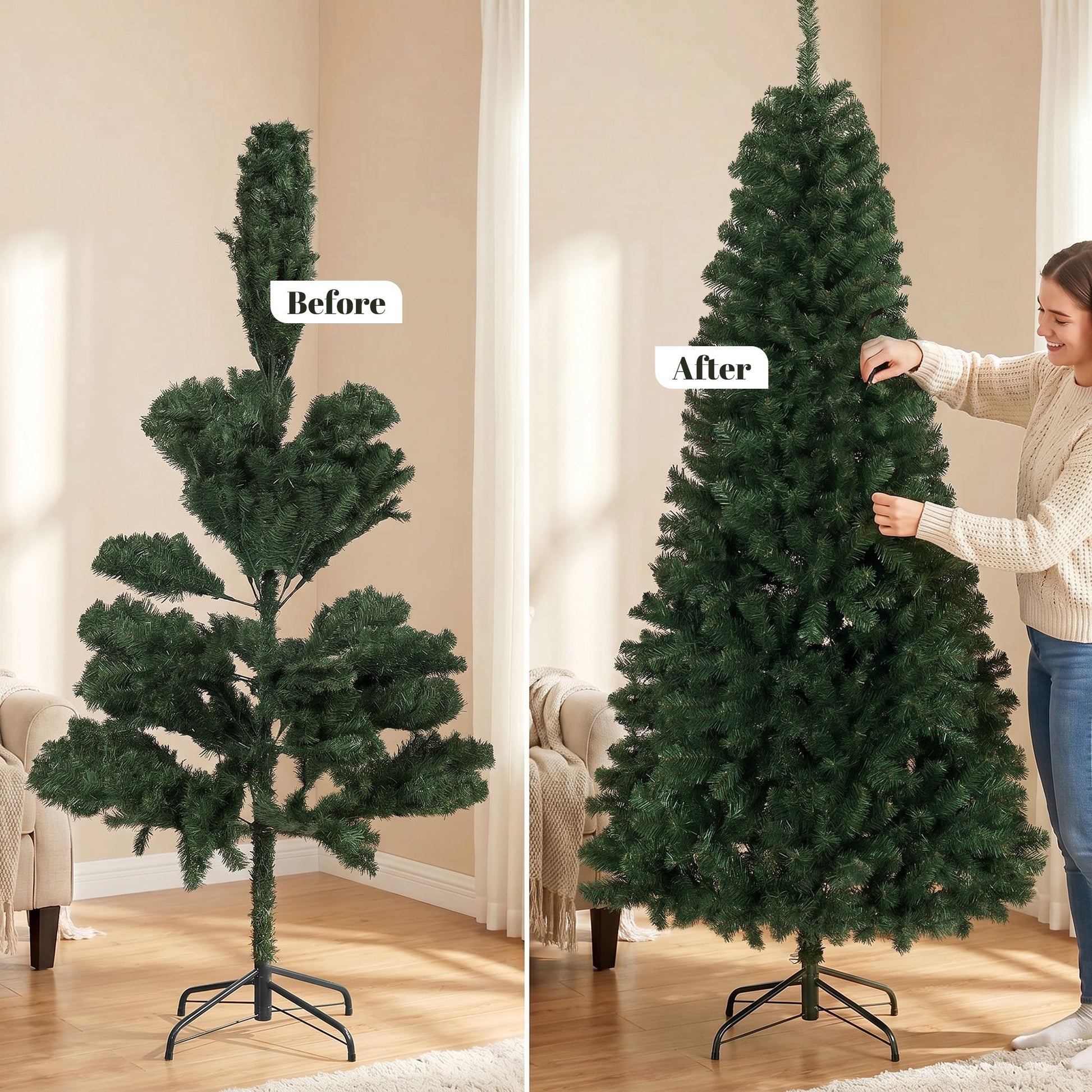 HOMCOM 7.5 ft Norway Spruce Artificial Christmas Tree, Green
