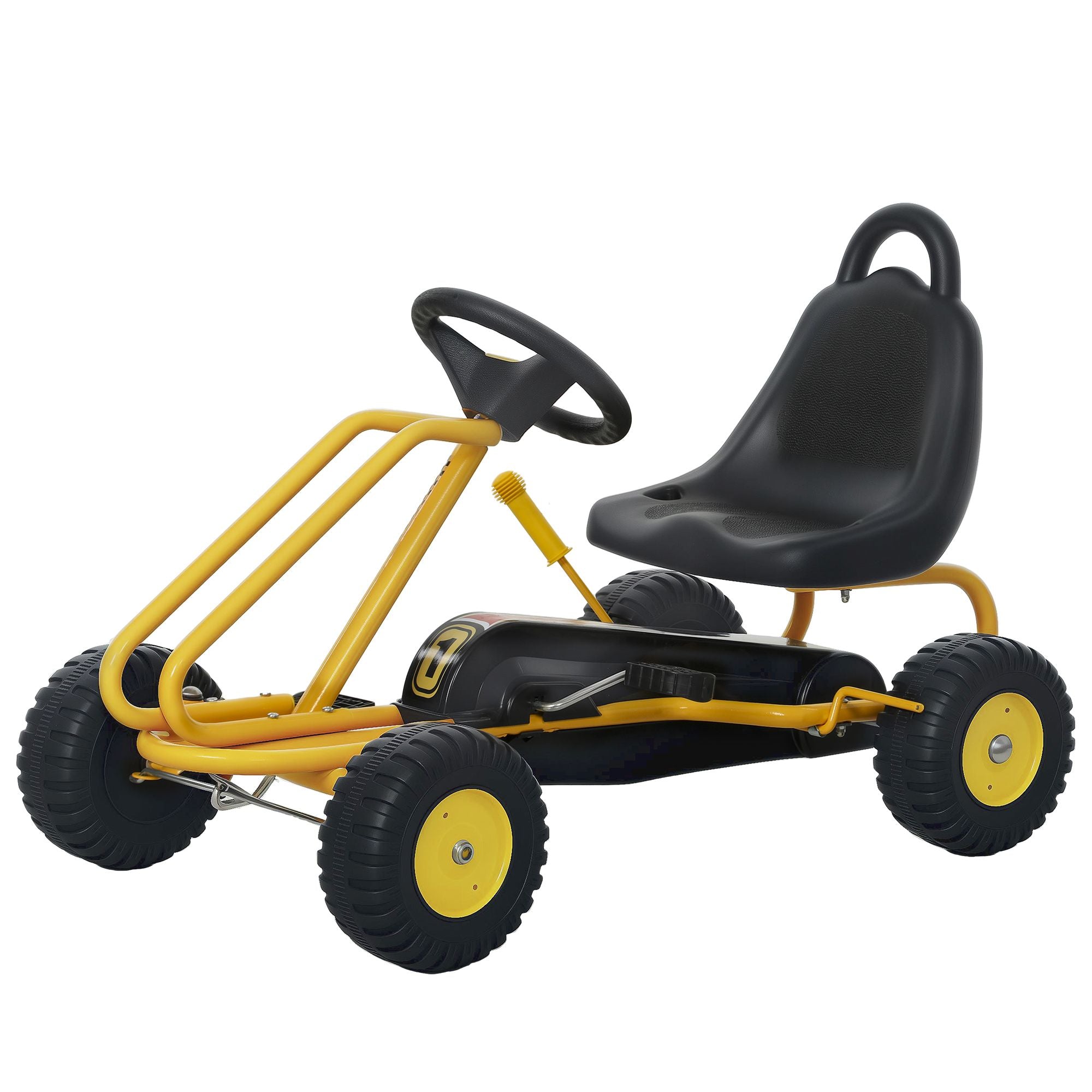 Qaba Kids Pedal Go Kart with Adjustable Seat and Hand Brake, Yellow