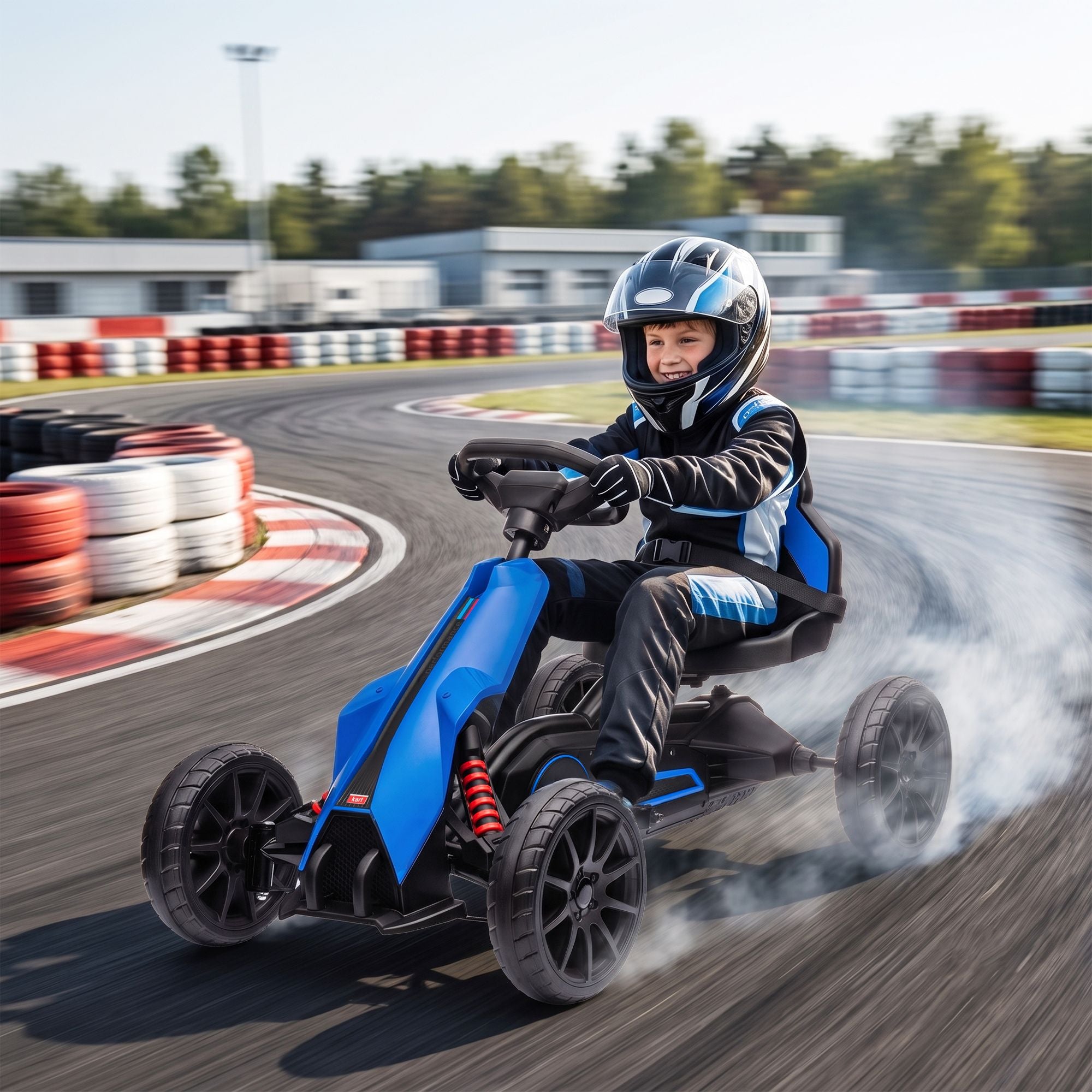 Qaba 12V Electric Go Kart for Kids with 2 Speeds, Blue