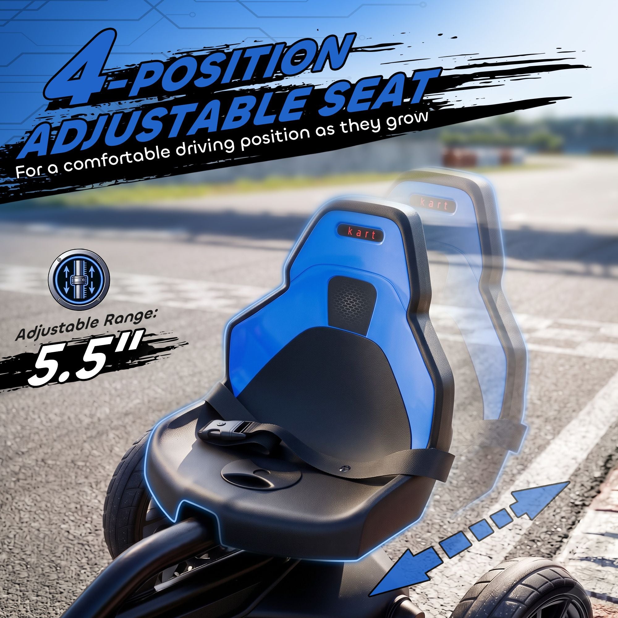 Qaba 12V Electric Go Kart for Kids with 2 Speeds, Blue