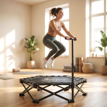 Soozier 42 in Foldable Fitness Trampoline with Adjustable Handle, Black - product view 8