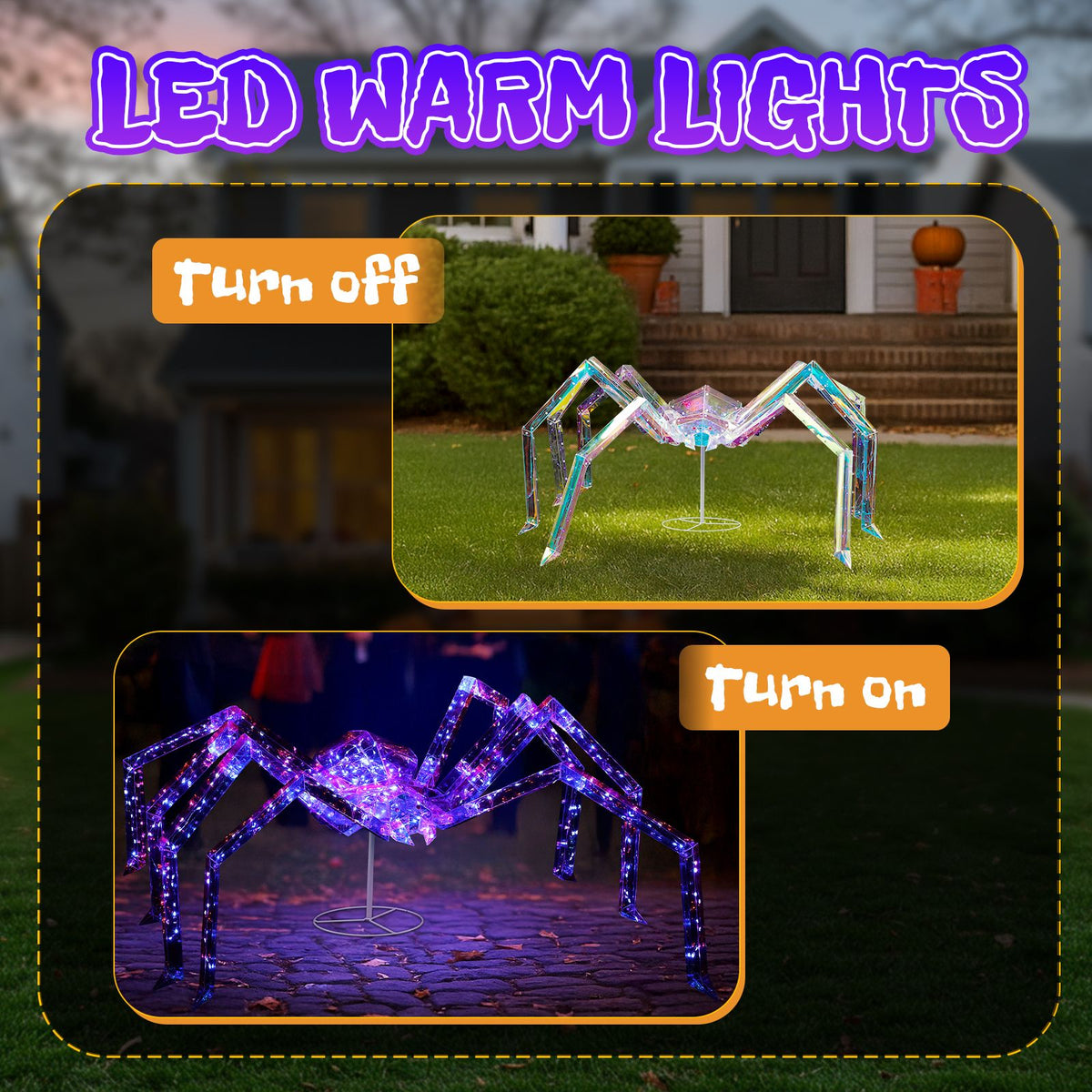 3FT Halloween Decorations Light Up Spider, Outdoor Halloween Decor Lighted Iridescent Spider, Weather Proof Pre-lit Spider with 340 LED Lights, for - product view 5