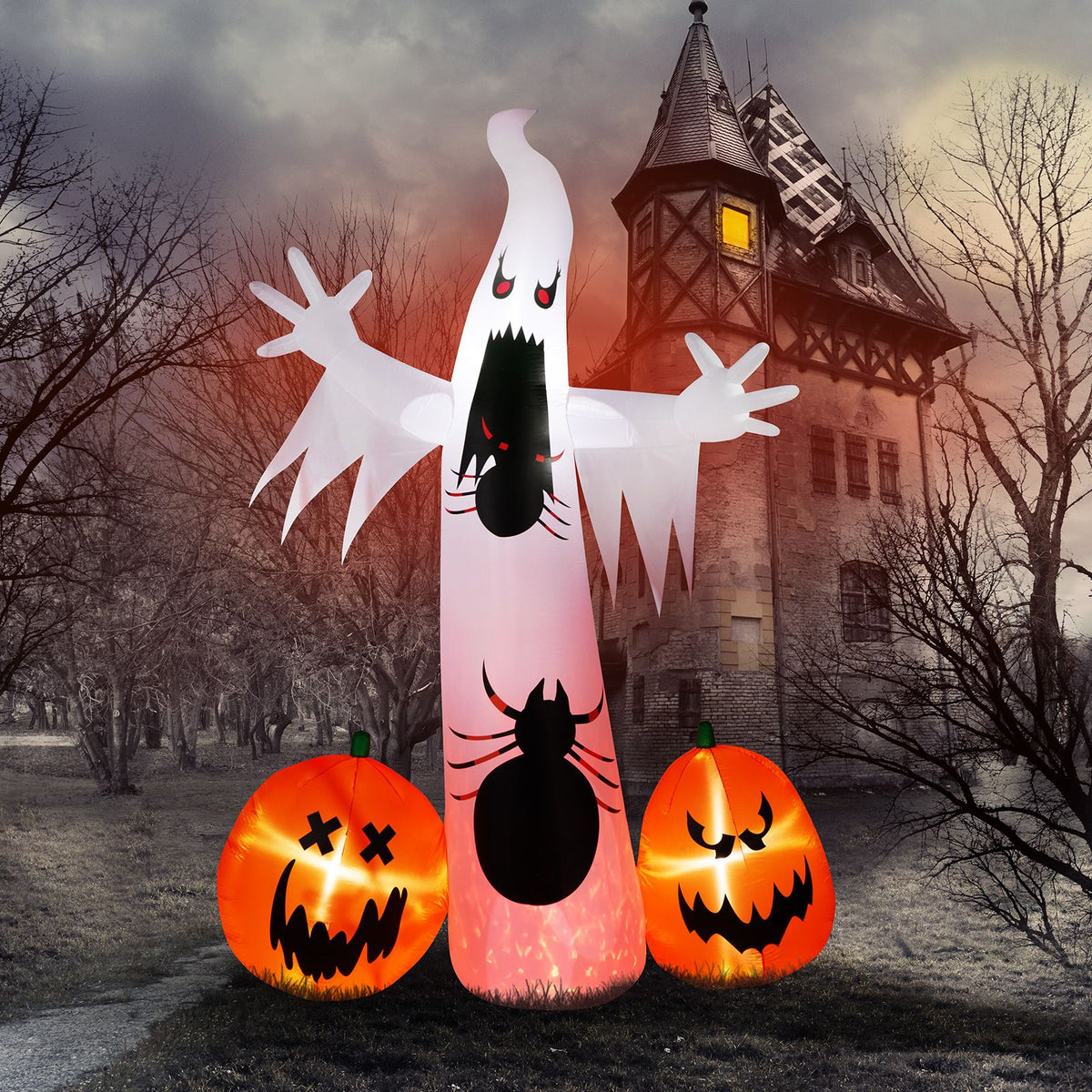 11.8 FT Halloween Inflatables Ghost Spider Pumpkin Outdoor Decorations, Scary Halloween Giant Blow up Ghost Decorations for Holiday Party Front Yard - product view 16