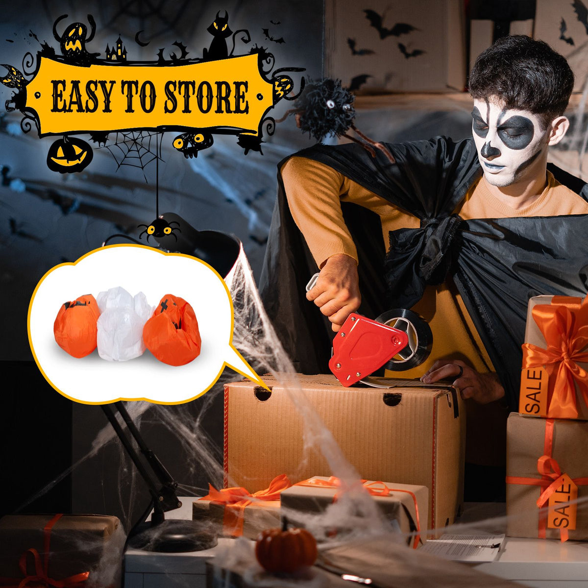 11.8 FT Halloween Inflatables Ghost Spider Pumpkin Outdoor Decorations, Scary Halloween Giant Blow up Ghost Decorations for Holiday Party Front Yard - product view 15