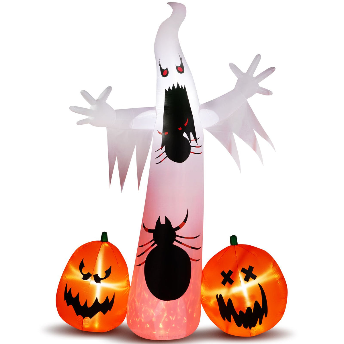 11.8 FT Halloween Inflatables Ghost Spider Pumpkin Outdoor Decorations, Scary Halloween Giant Blow up Ghost Decorations for Holiday Party Front Yard
