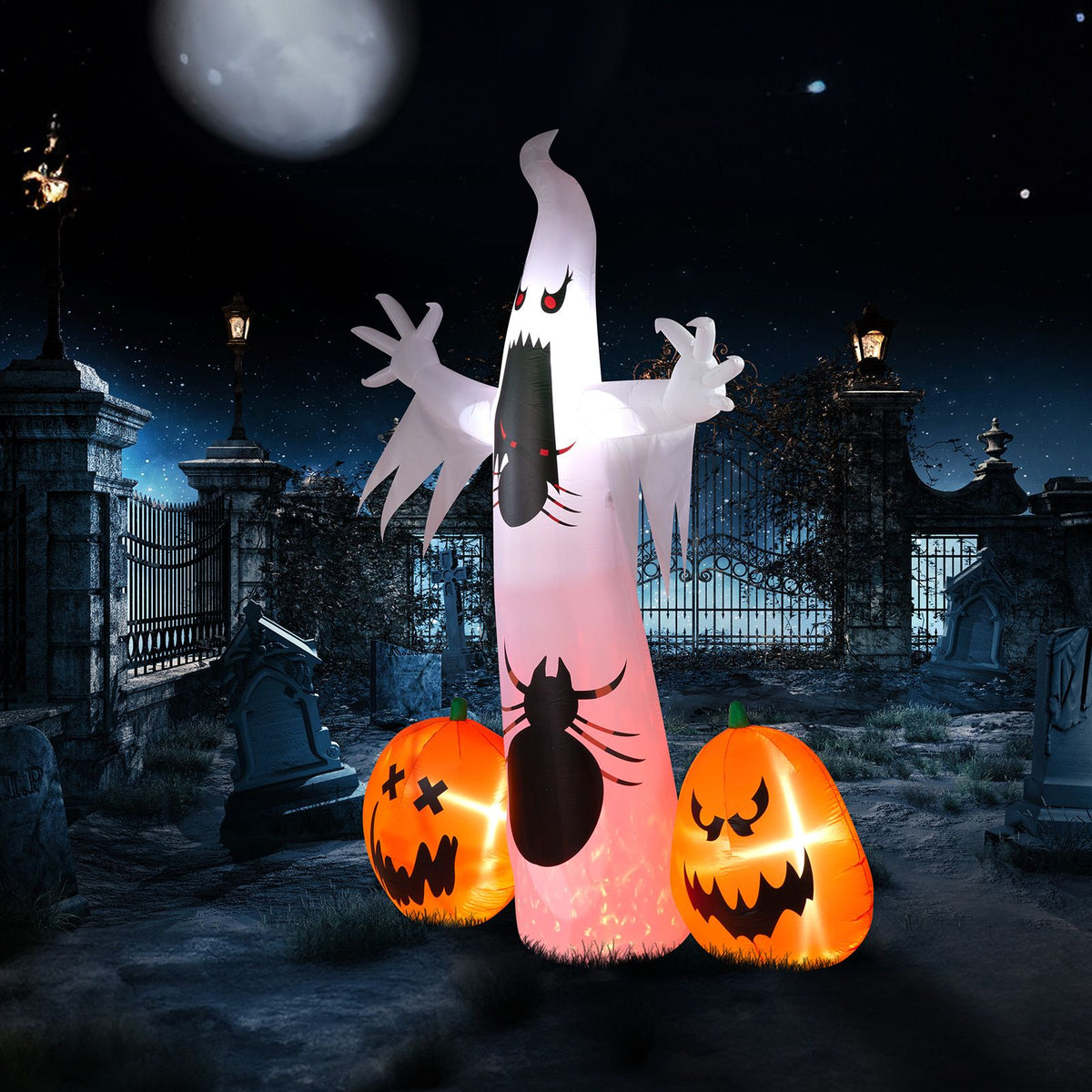 11.8 FT Halloween Inflatables Ghost Spider Pumpkin Outdoor Decorations, Scary Halloween Giant Blow up Ghost Decorations for Holiday Party Front Yard - product view 9