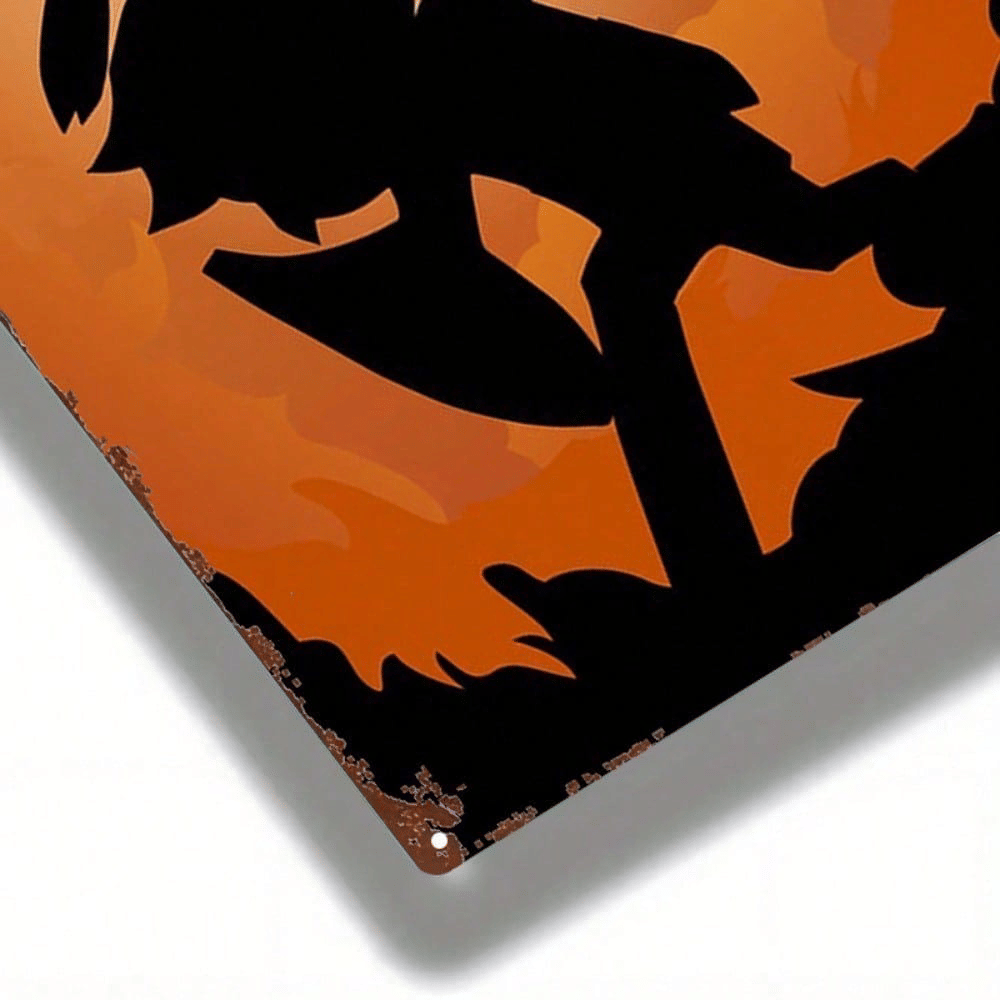 Halloween Link Silhouette Metal Sign 8x12 Inch, Sturdy 2D Flat Plaque, Spooky Wall Decor For Bedroom Bar Home Party, Single Piec, e - product view 5