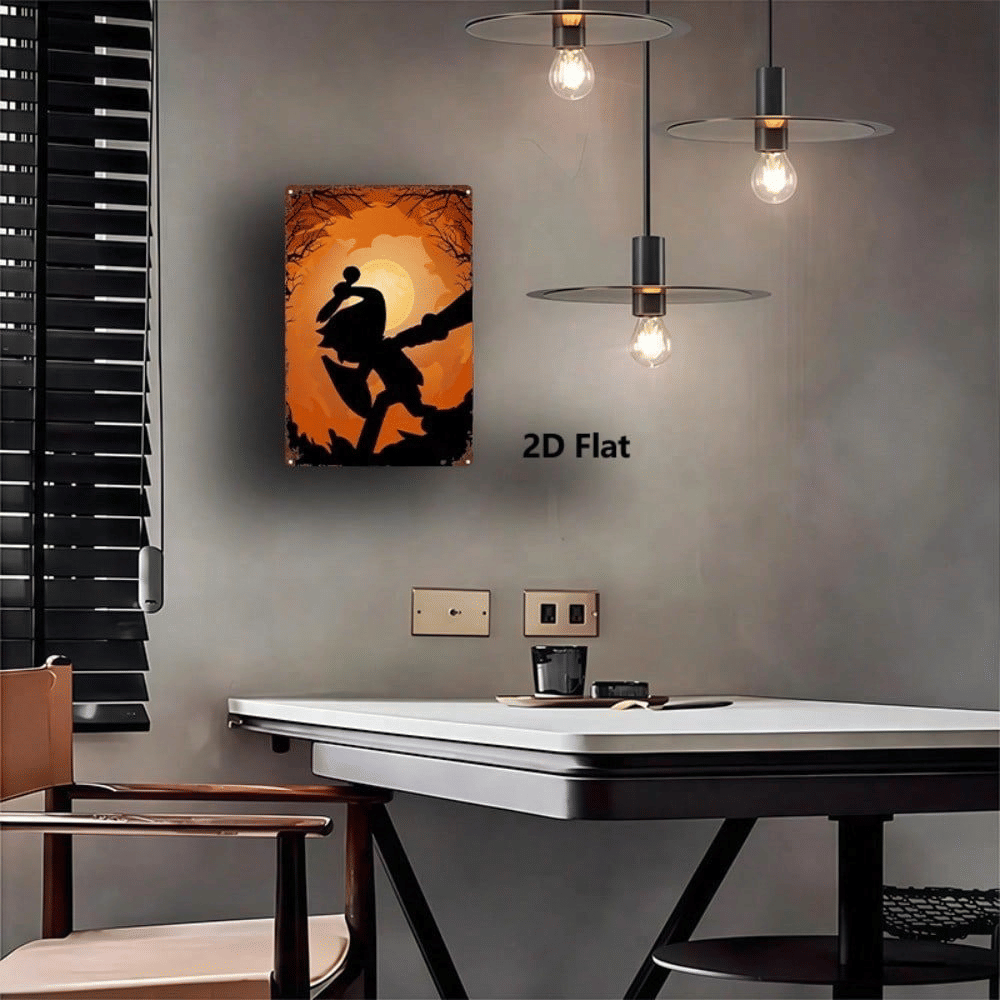 Halloween Link Silhouette Metal Sign 8x12 Inch, Sturdy 2D Flat Plaque, Spooky Wall Decor For Bedroom Bar Home Party, Single Piec, e - product view 4