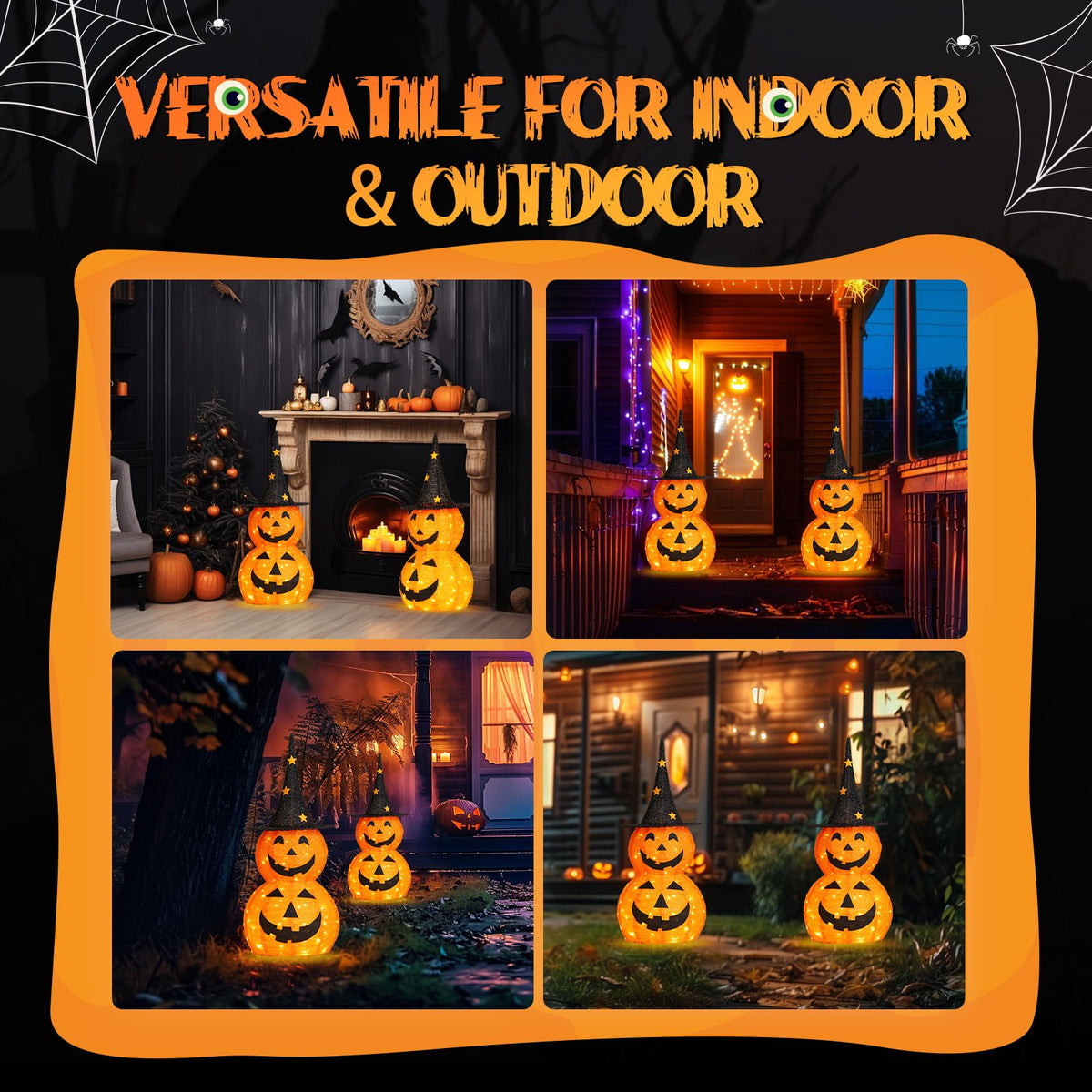2pcs 3ft Halloween Collapsible Pumpkin Decorations 150 LED Lights - product view 3
