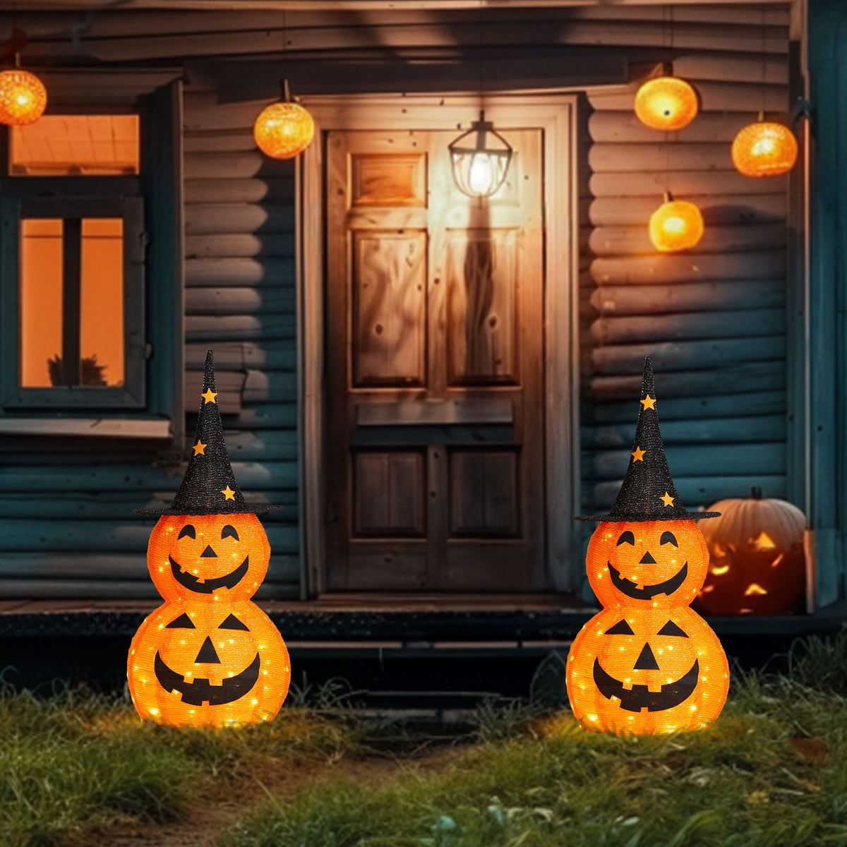 2pcs 3ft Halloween Collapsible Pumpkin Decorations 150 LED Lights - product view 9