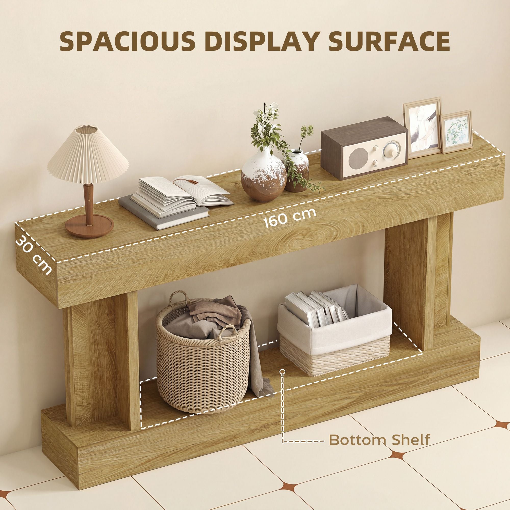 HOMCOM 63 in Console Table with Storage Shelf, Oak - product view 4