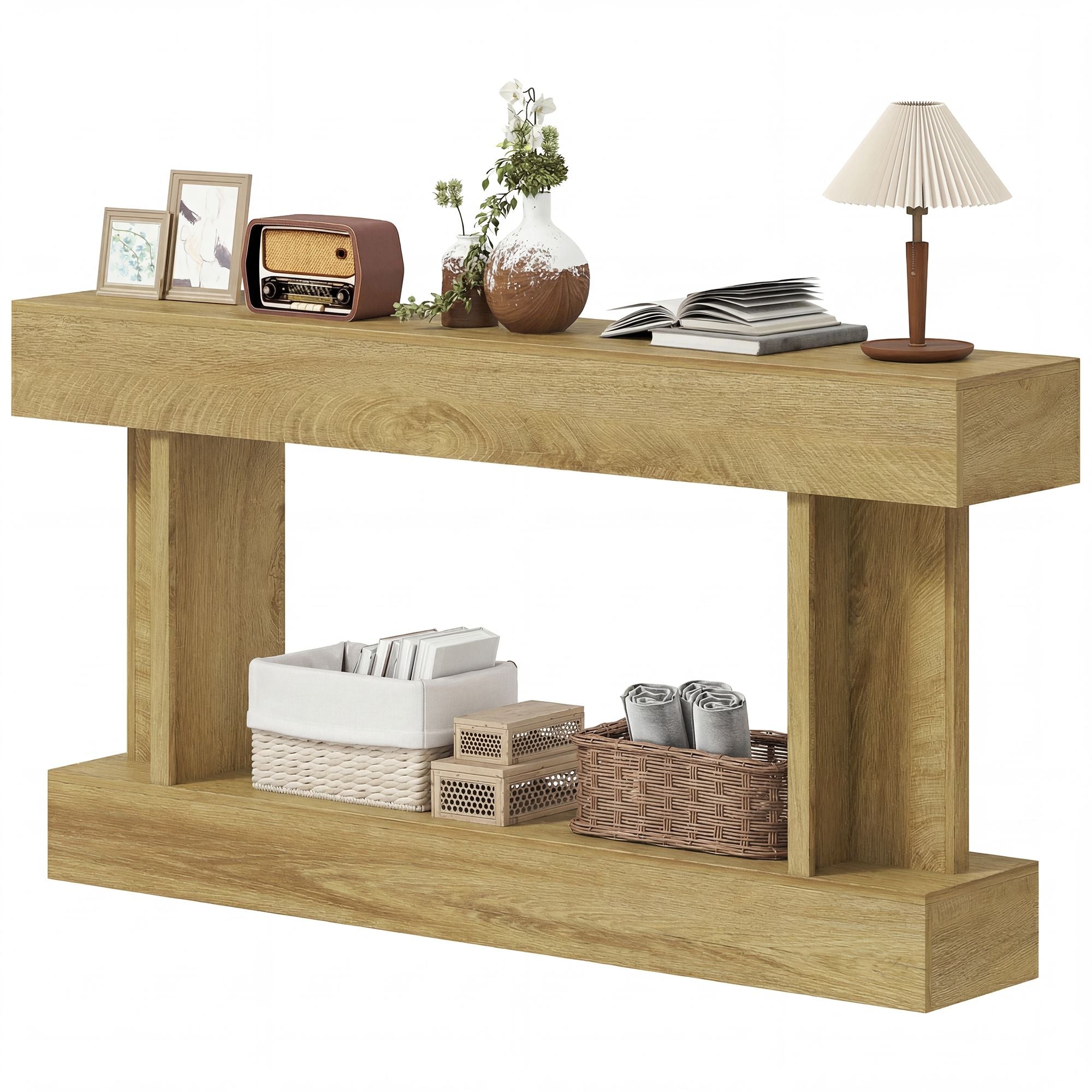 HOMCOM 63 in Console Table with Storage Shelf, Oak - product view 1