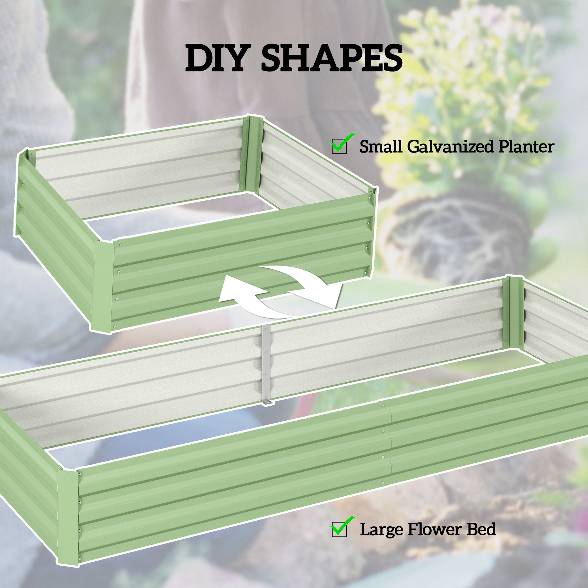 Outsunny 8 x 3 ft Galvanized Raised Garden Bed, Light Green - product view 5