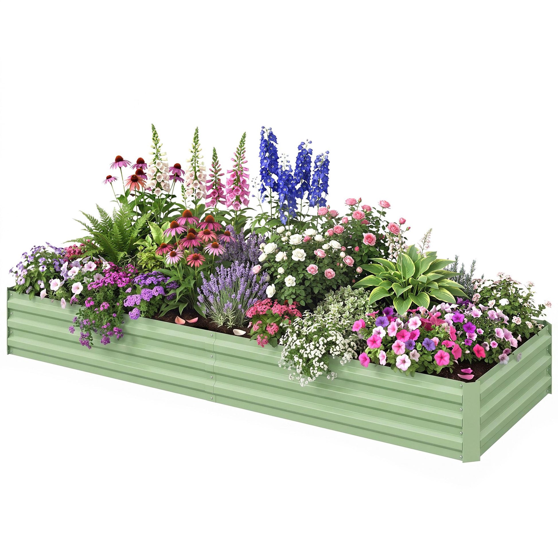 Outsunny 8 x 3 ft Galvanized Raised Garden Bed, Light Green - product view 1