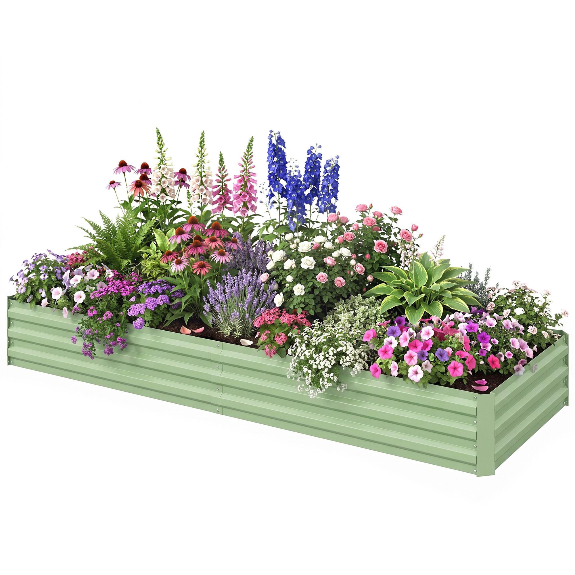 Outsunny 8 x 3 ft Galvanized Raised Garden Bed, Light Green - product view 1