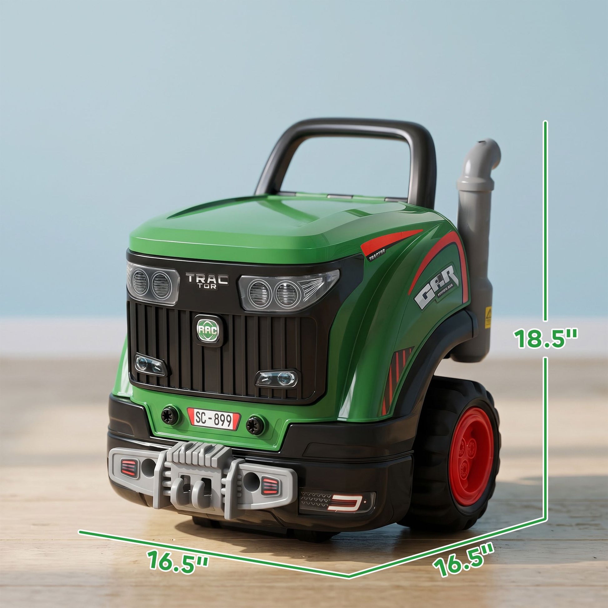 Qaba Truck Engine Mechanic Repair Toy with Lights and Sounds, Green - product view 3