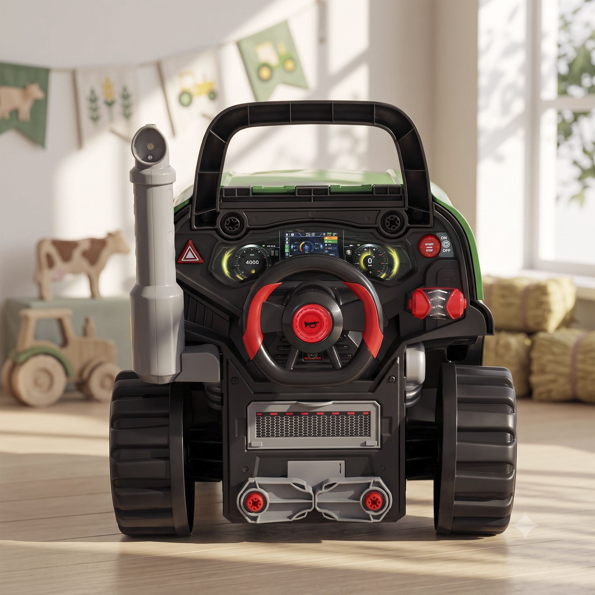 Qaba Truck Engine Mechanic Repair Toy with Lights and Sounds, Green - product view 8