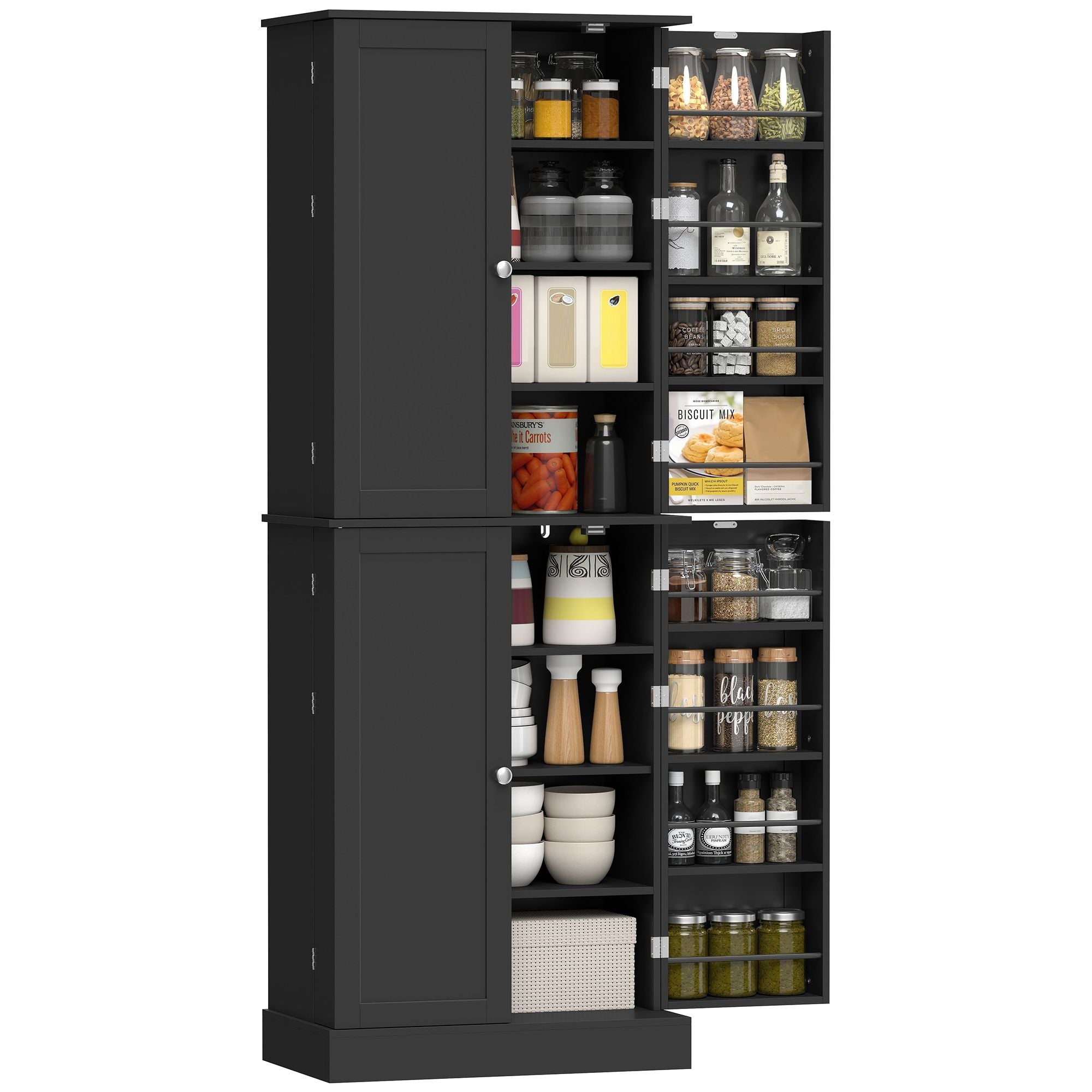 HOMCOM 65 in Kitchen Pantry Cabinet with 4 Doors, Black - product view 1