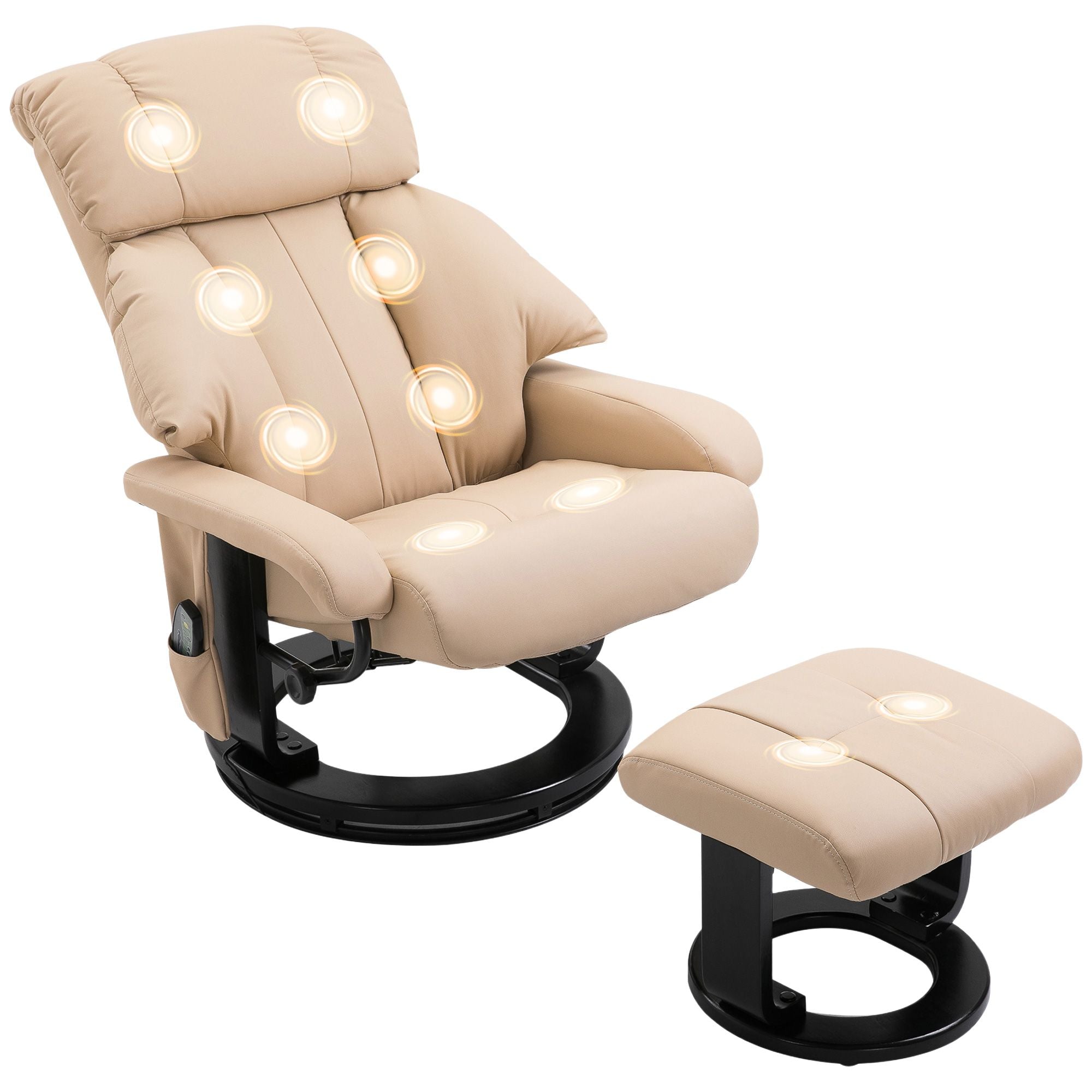HOMCOM Massage Recliner Chair with Ottoman and 10-Point Vibration, Beige - product view 1