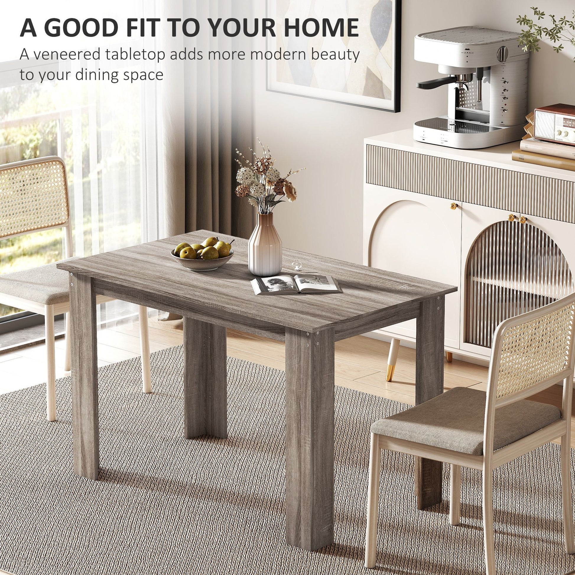 HOMCOM 47 in Dining Table for 4–6, Light Gray Wood Effect - product view 4