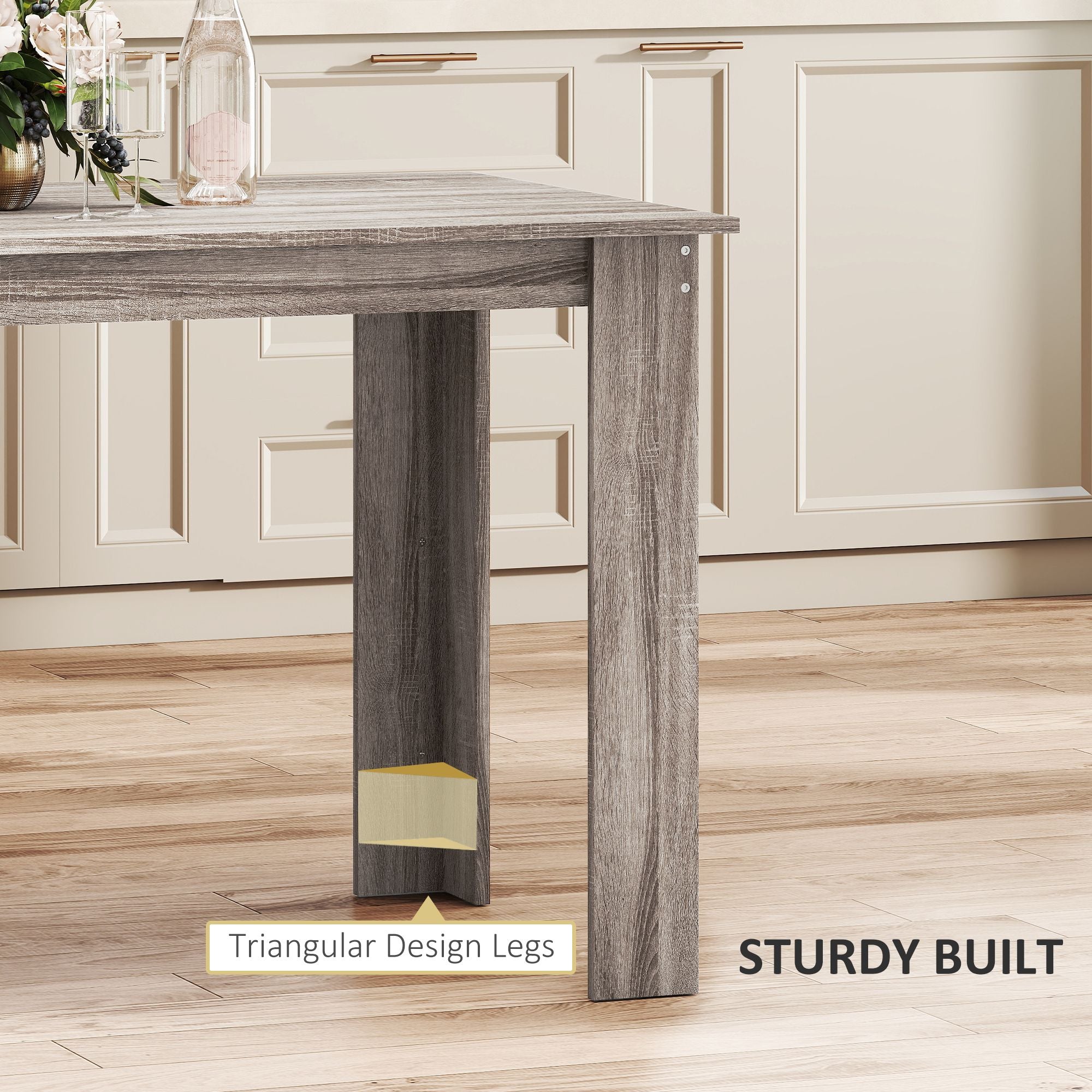 HOMCOM 47 in Dining Table for 4–6, Light Gray Wood Effect - product view 6