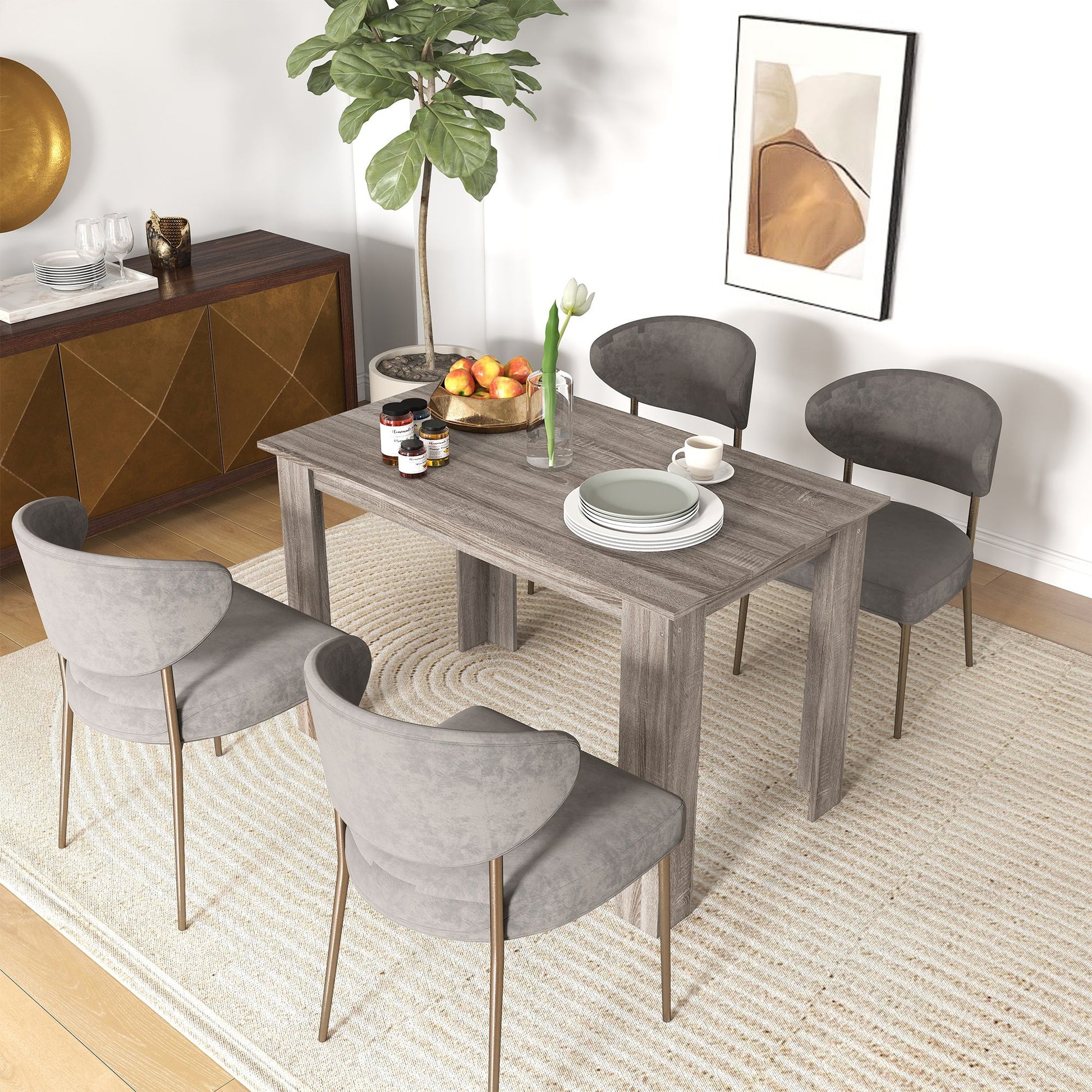HOMCOM 47 in Dining Table for 4–6, Light Gray Wood Effect - product view 7
