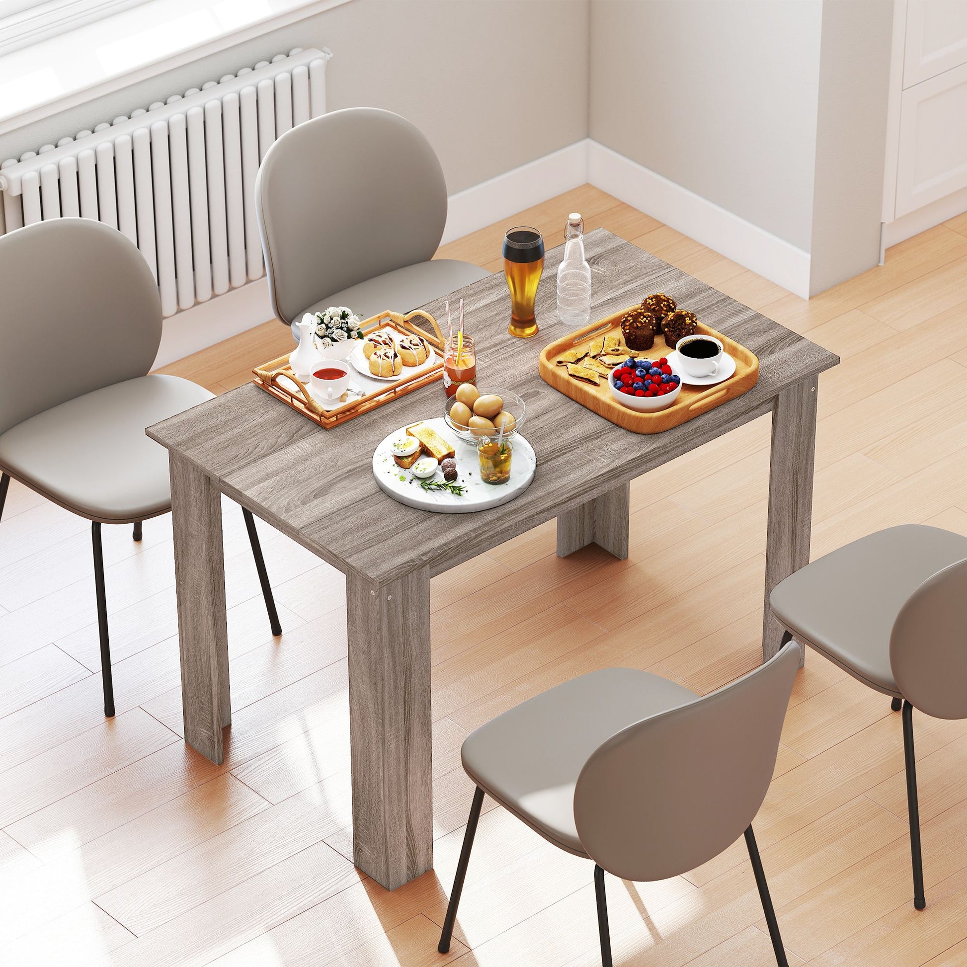 HOMCOM 47 in Dining Table for 4–6, Light Gray Wood Effect - product view 8