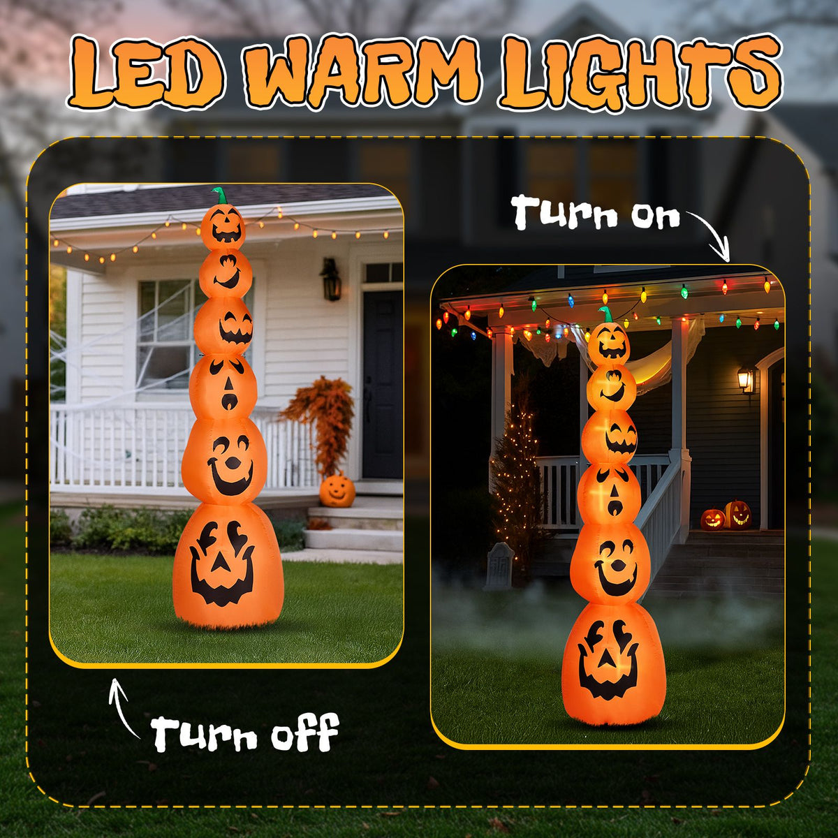 9FT Halloween Inflatable Stacked Pumpkins, Blow up 6 Pumpkins Inflatable with Built-in LED Lights Outdoor Decorations Large Party Yard Decoration - product view 11